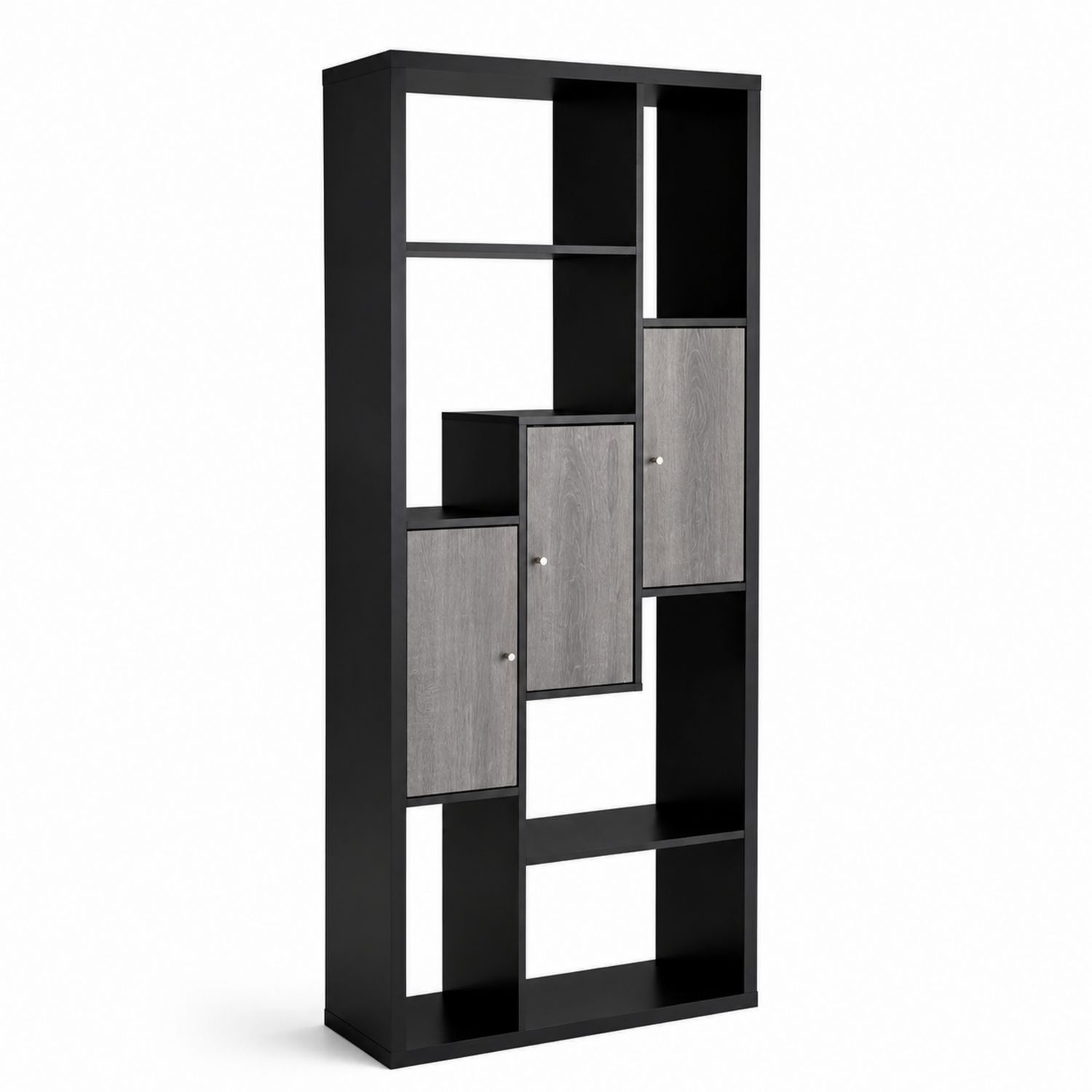 Estantería de metal y MDF con puertas, 170 cm de alto