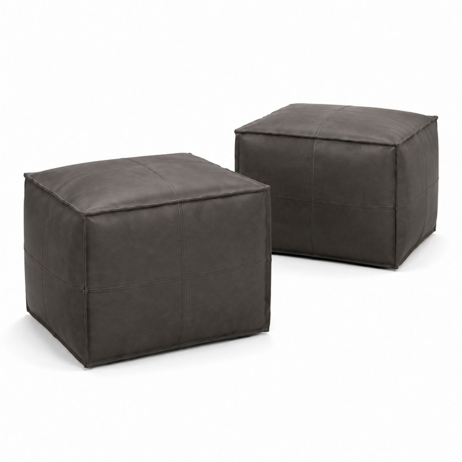 Set de 2 pufs de cubo 40x40 cm de cuero sintético gris oscuro