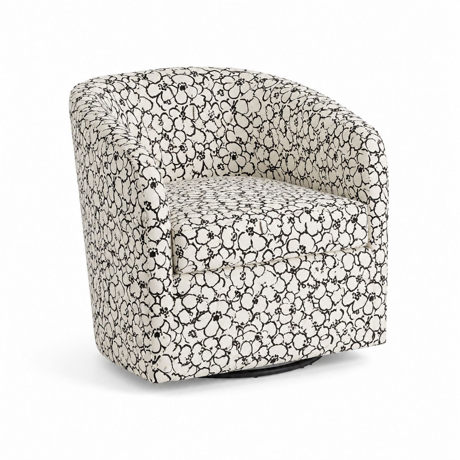 Sillón Giratorio de Tela con Diseño Floral