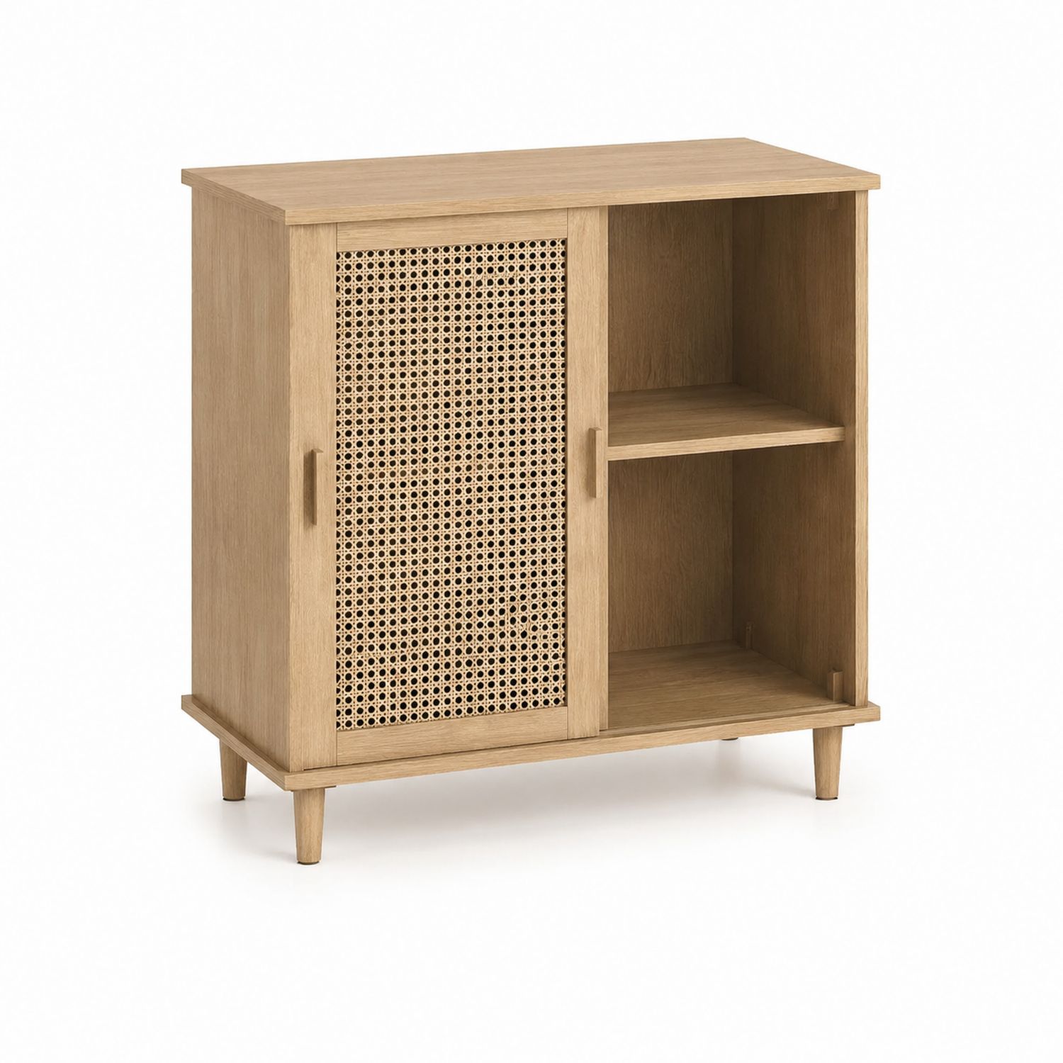 Aparador de Madera y Ratán Natural 80x35x75 cm