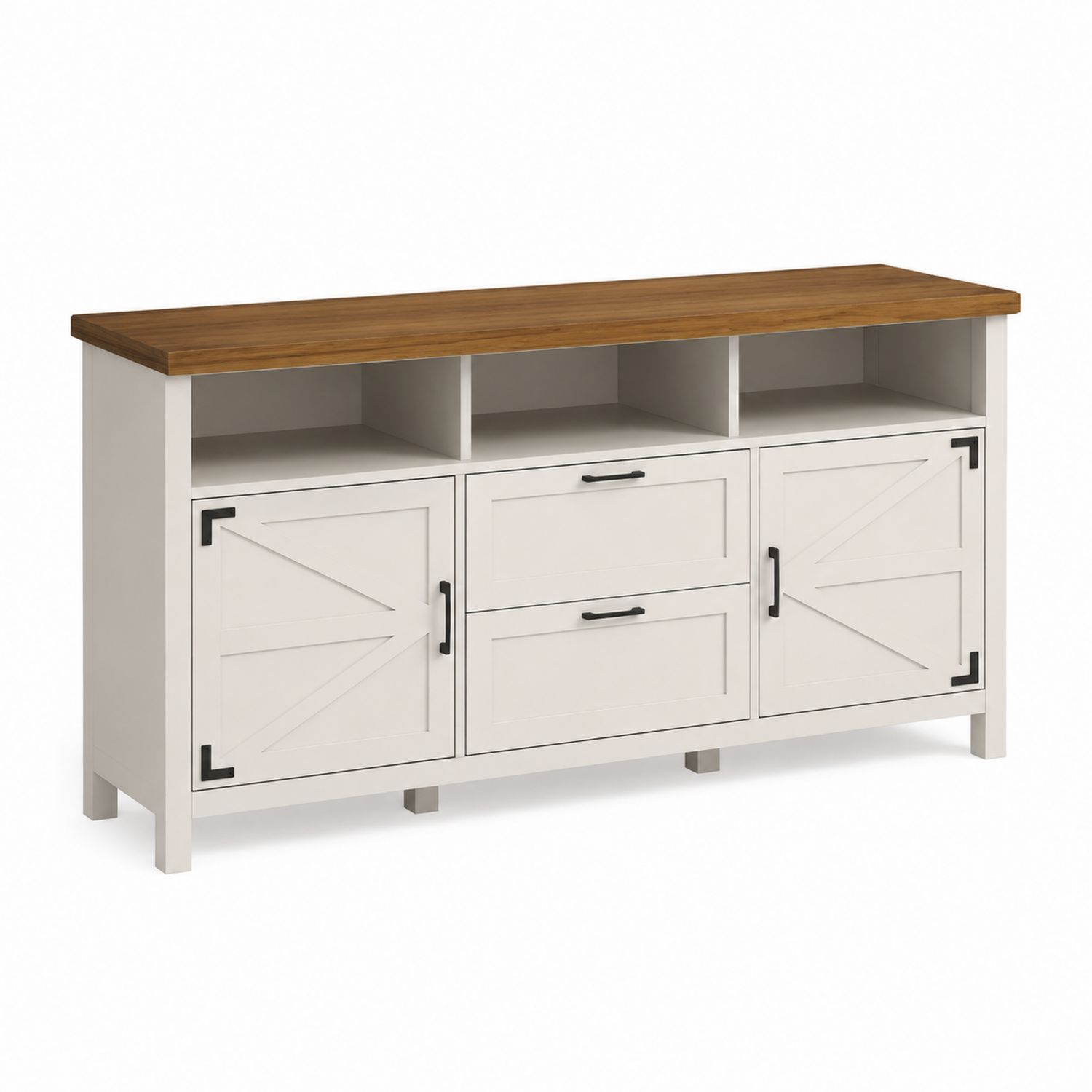 Mueble para TV con Puertas y Cajones de Madera y MDF 150x40x60 cm Blanco/Madera
