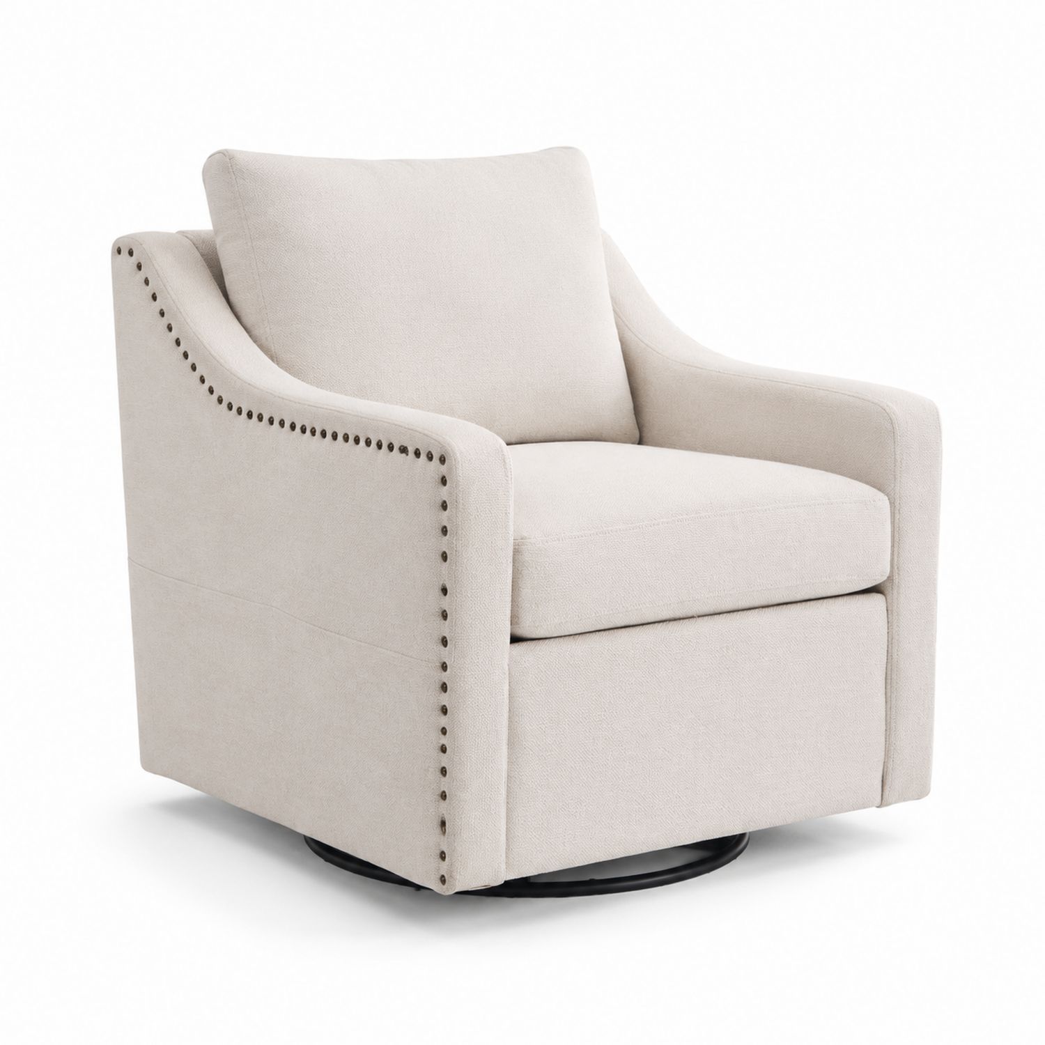 Silla Giratoria de Tela de Poliéster Beige