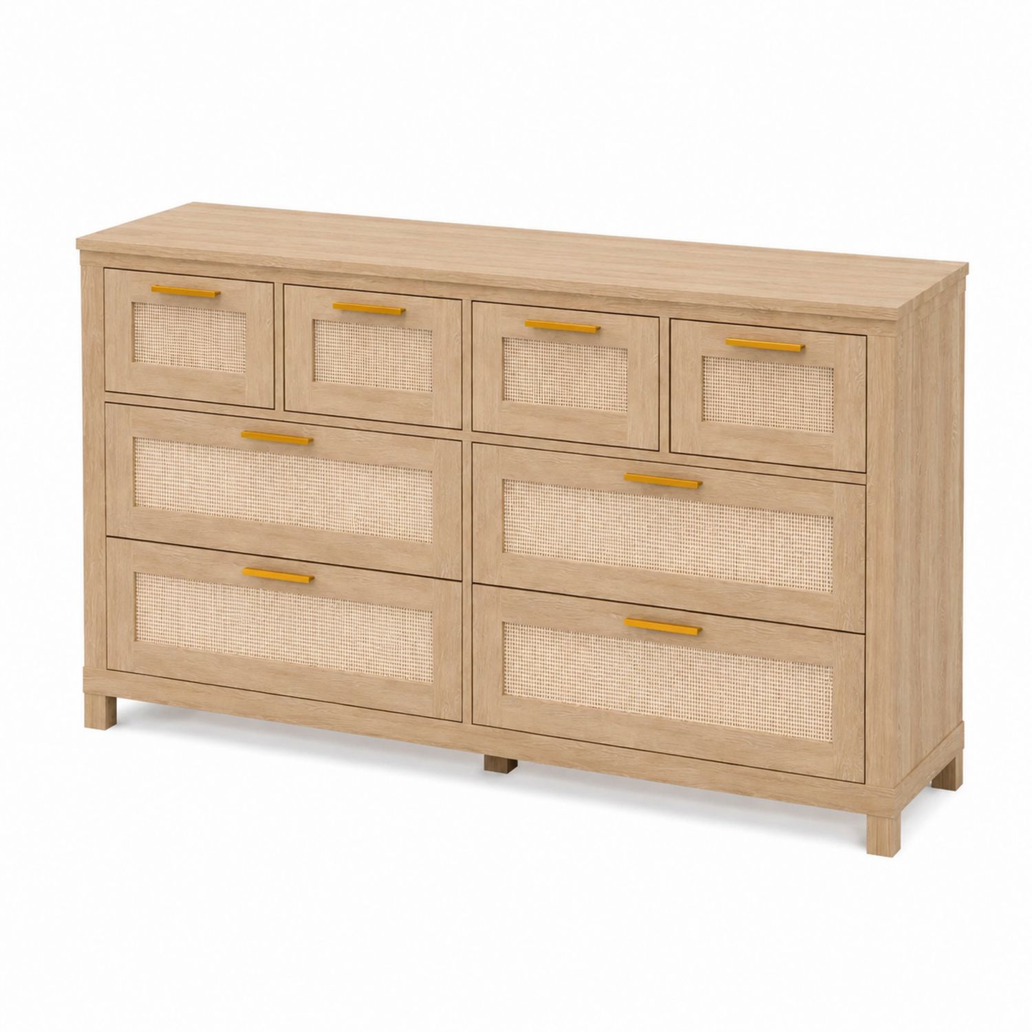 Cajonera de Madera y Ratán Natural 160x78x45 cm