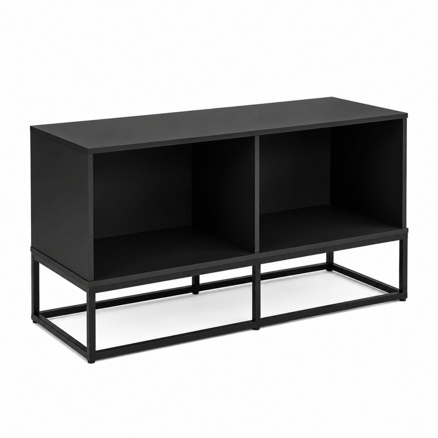 Mueble para TV de madera MDF y metal negro 100x40x60 cm