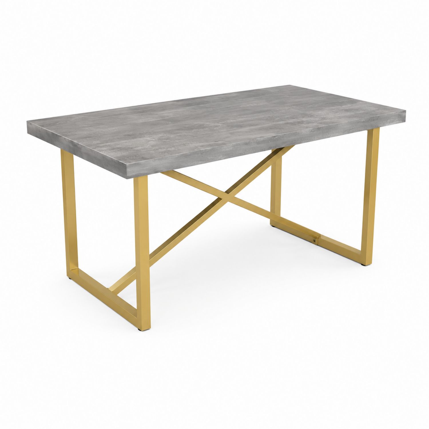 Tavolo da pranzo rettangolare 180x90 cm in legno composito e acciaio dorato