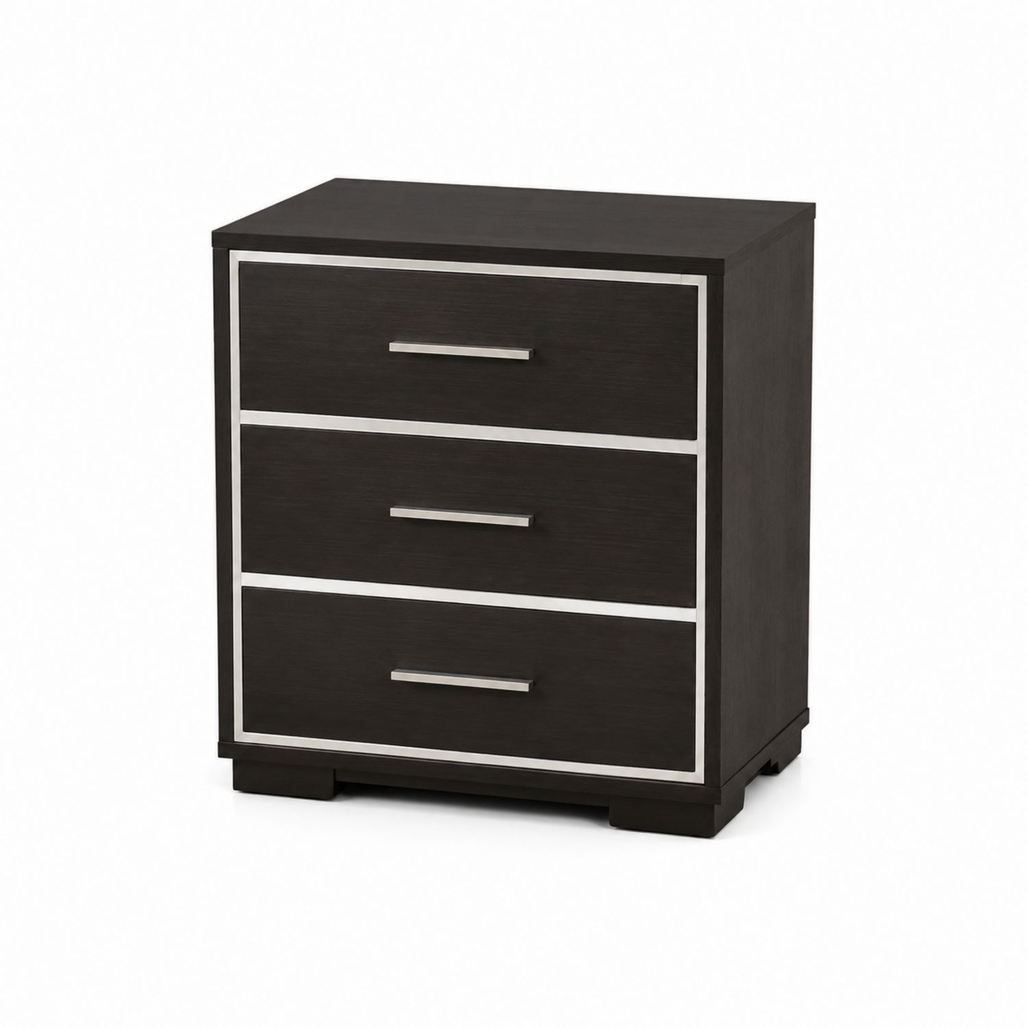 Comodino rettangolare con 3 cassetti in legno e metallo Nero 60x40x66 cm