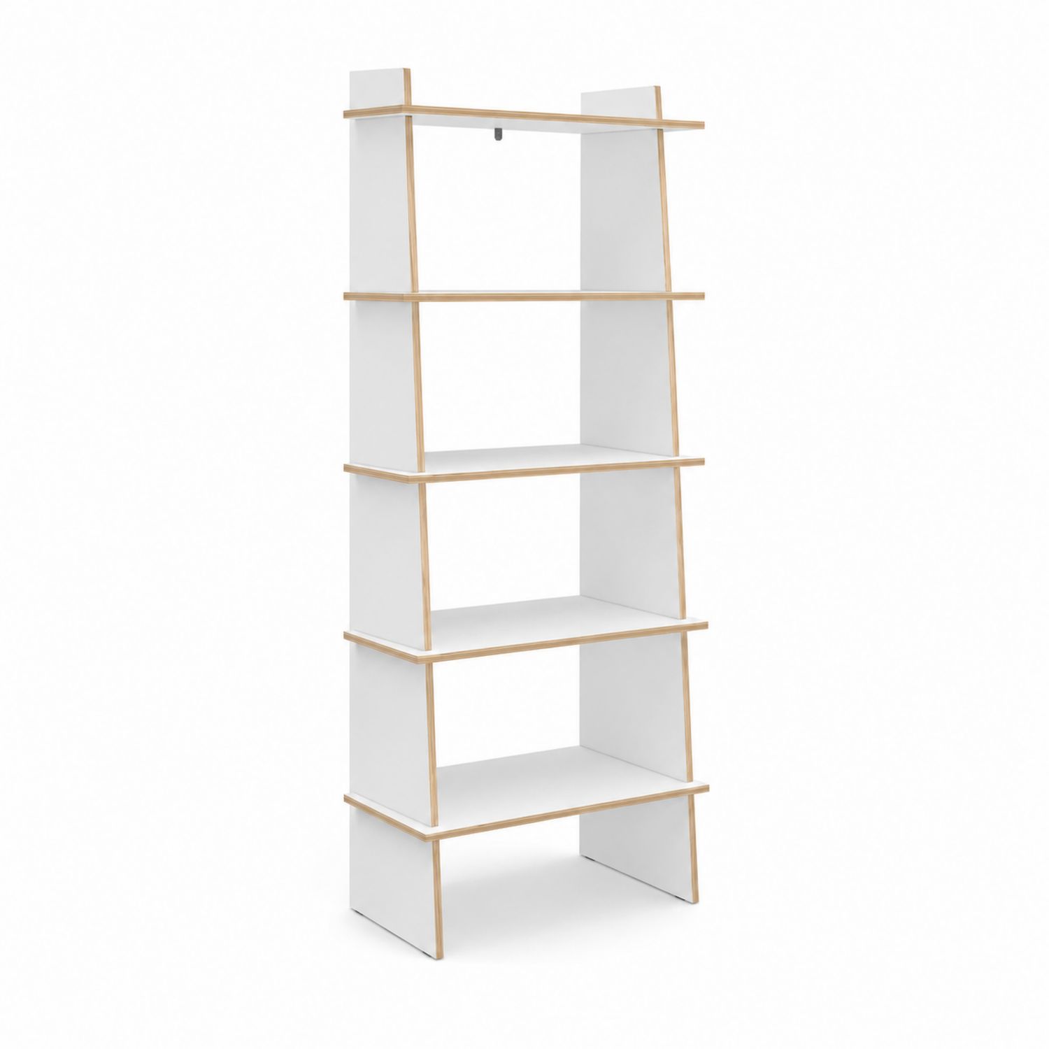 Libreria a 5 ripiani in MDF Bianco e Legno Chiaro