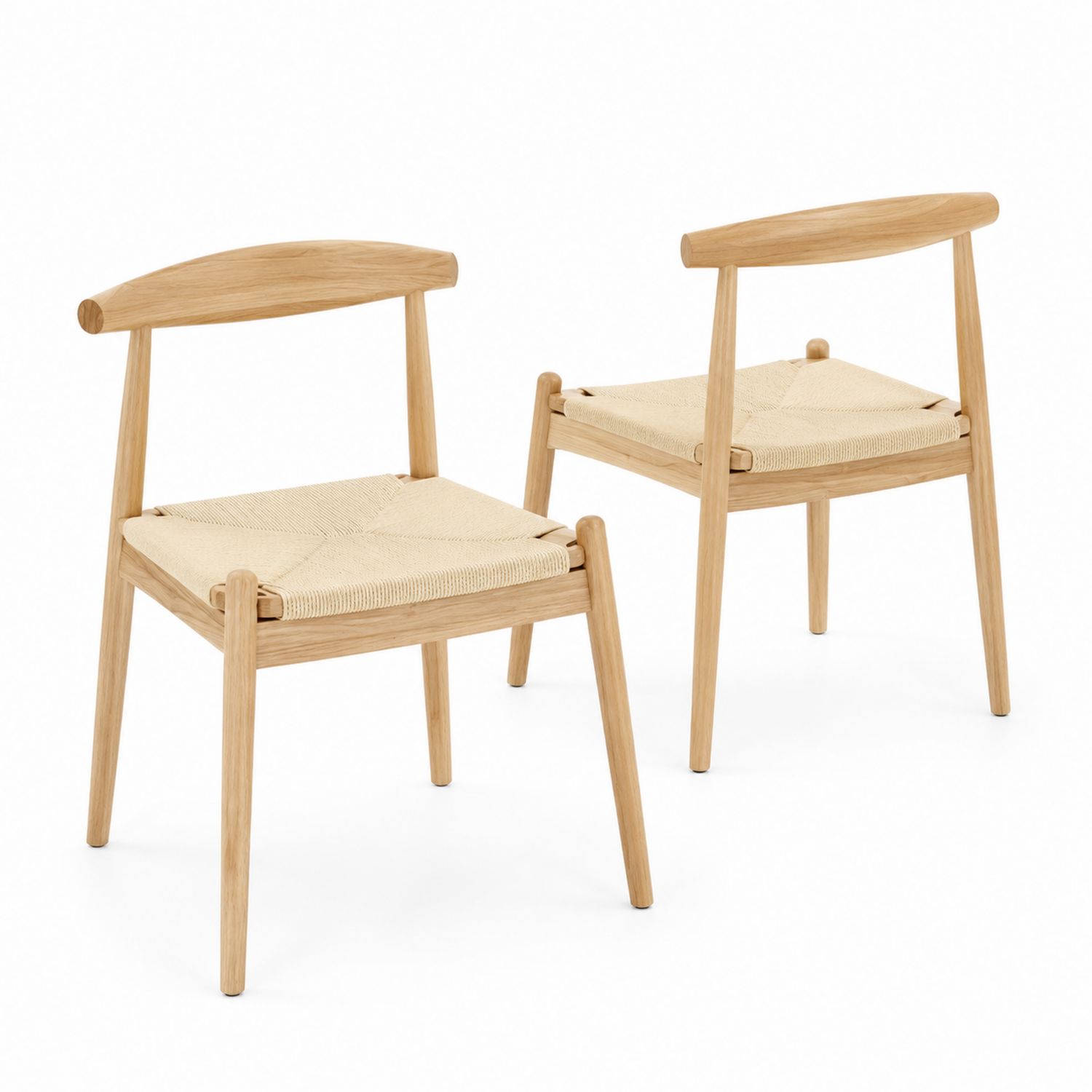 Set di 2 sedie in legno con seduta in corda