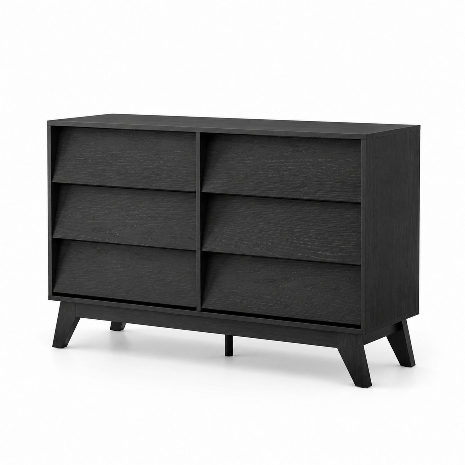 Cassettiera in Legno Nero con 6 Cassetti 120x40x80 cm