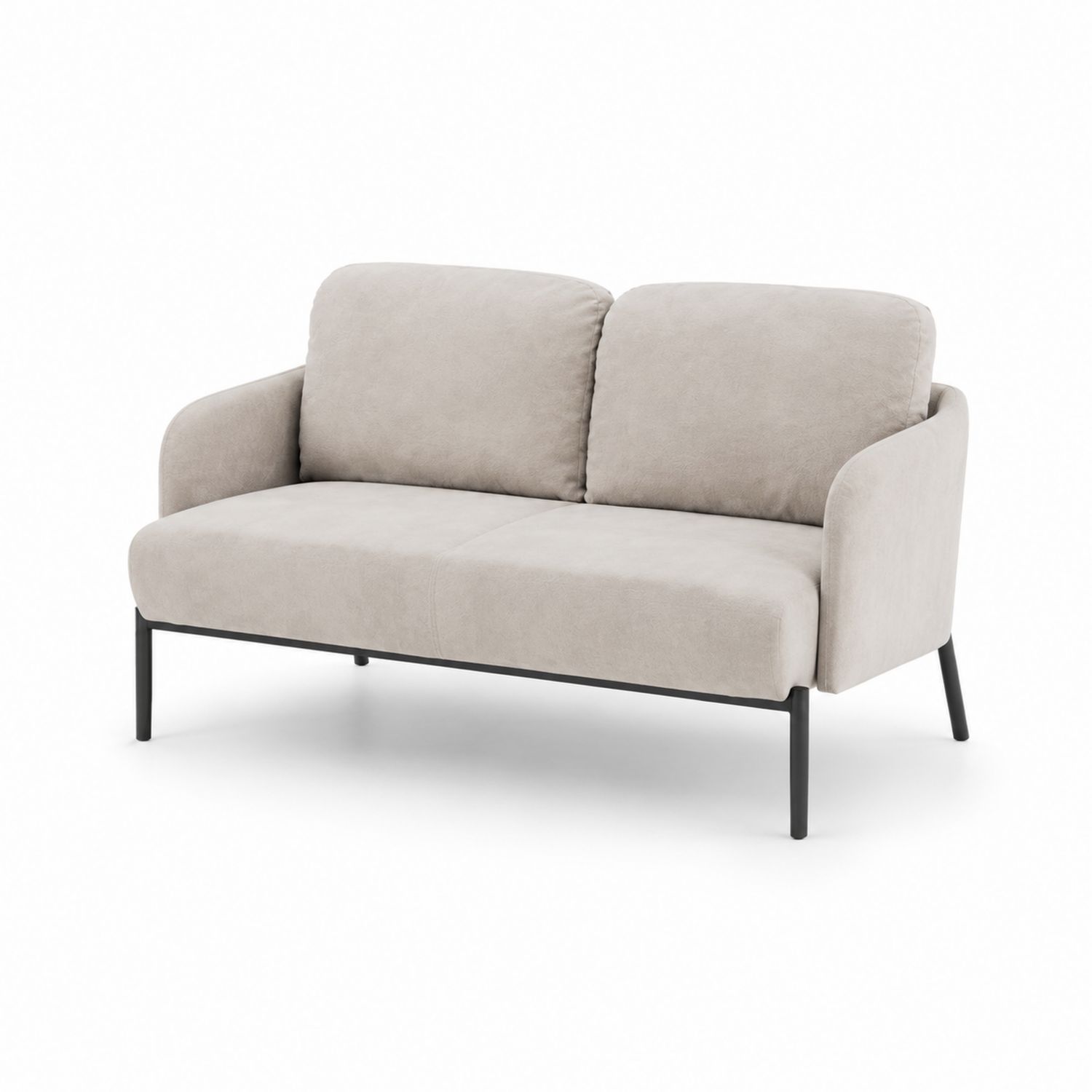 Divano 2 posti beige in tessuto con struttura in metallo