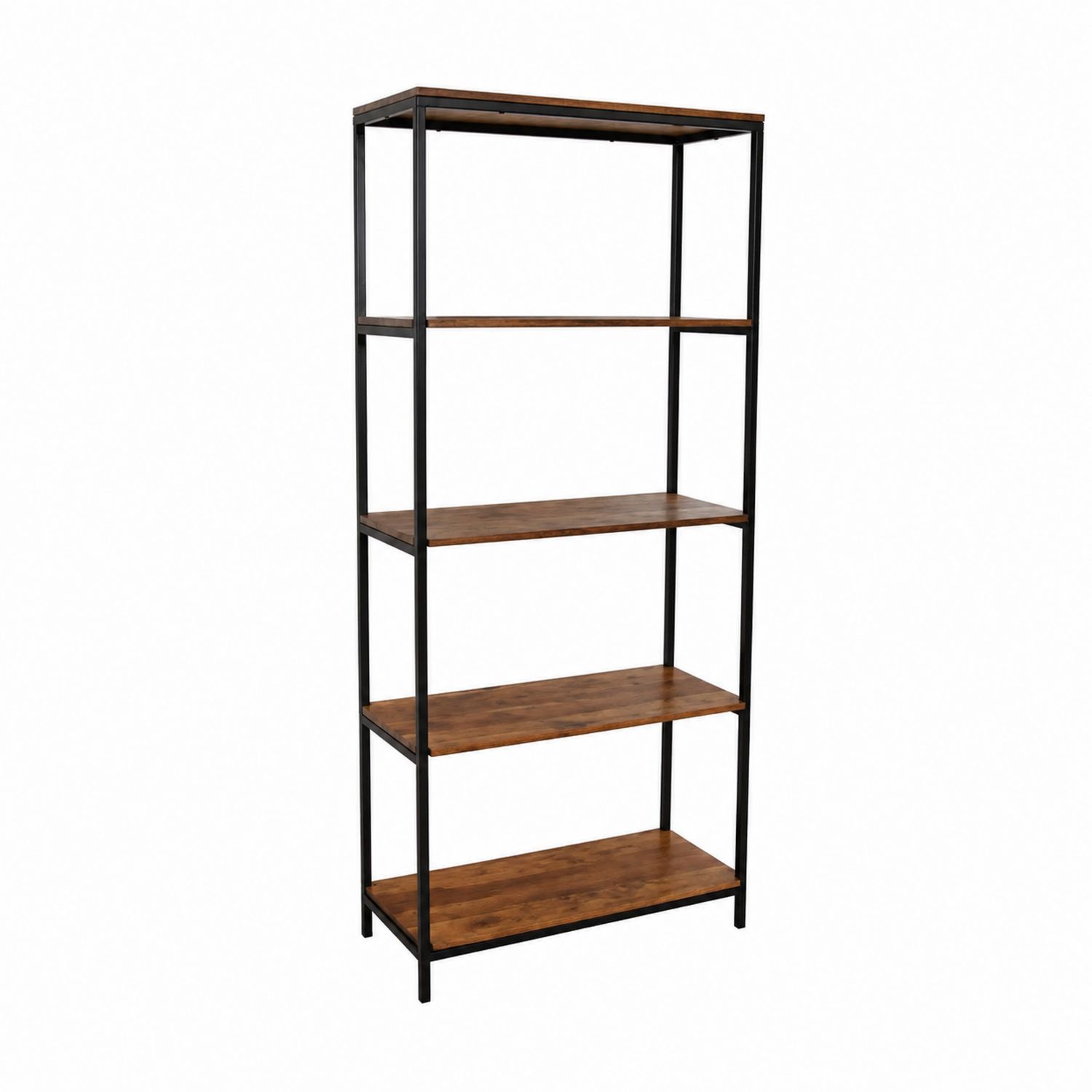Scaffale in Metallo con Ripiani in Legno 5 Livelli 180x80x30 cm Marrone/Nero