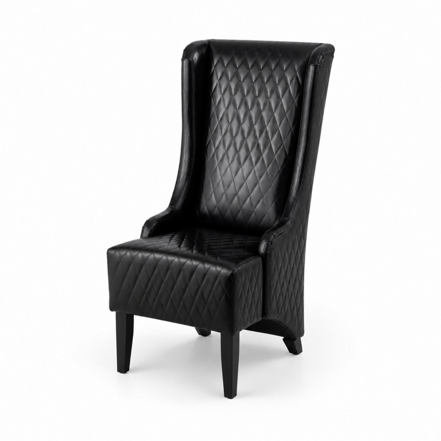 Sedia in pelle sintetica con gambe in legno Nera
