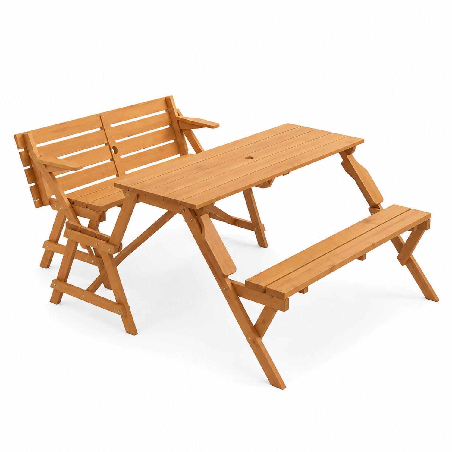 Set Tavolo e Panchina Pieghevole da Esterno in Legno di Pino