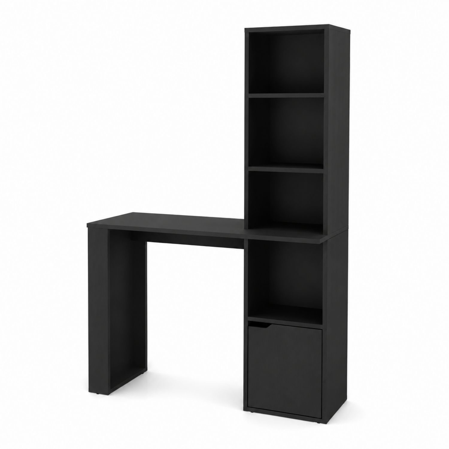 Scrivania angolare con libreria in MDF Nero