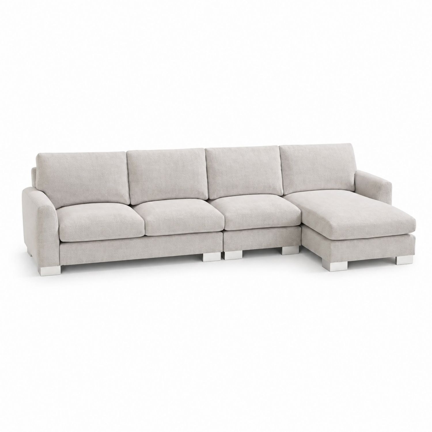 Sofá modular en L 4 plazas tela Gris claro 320 cm