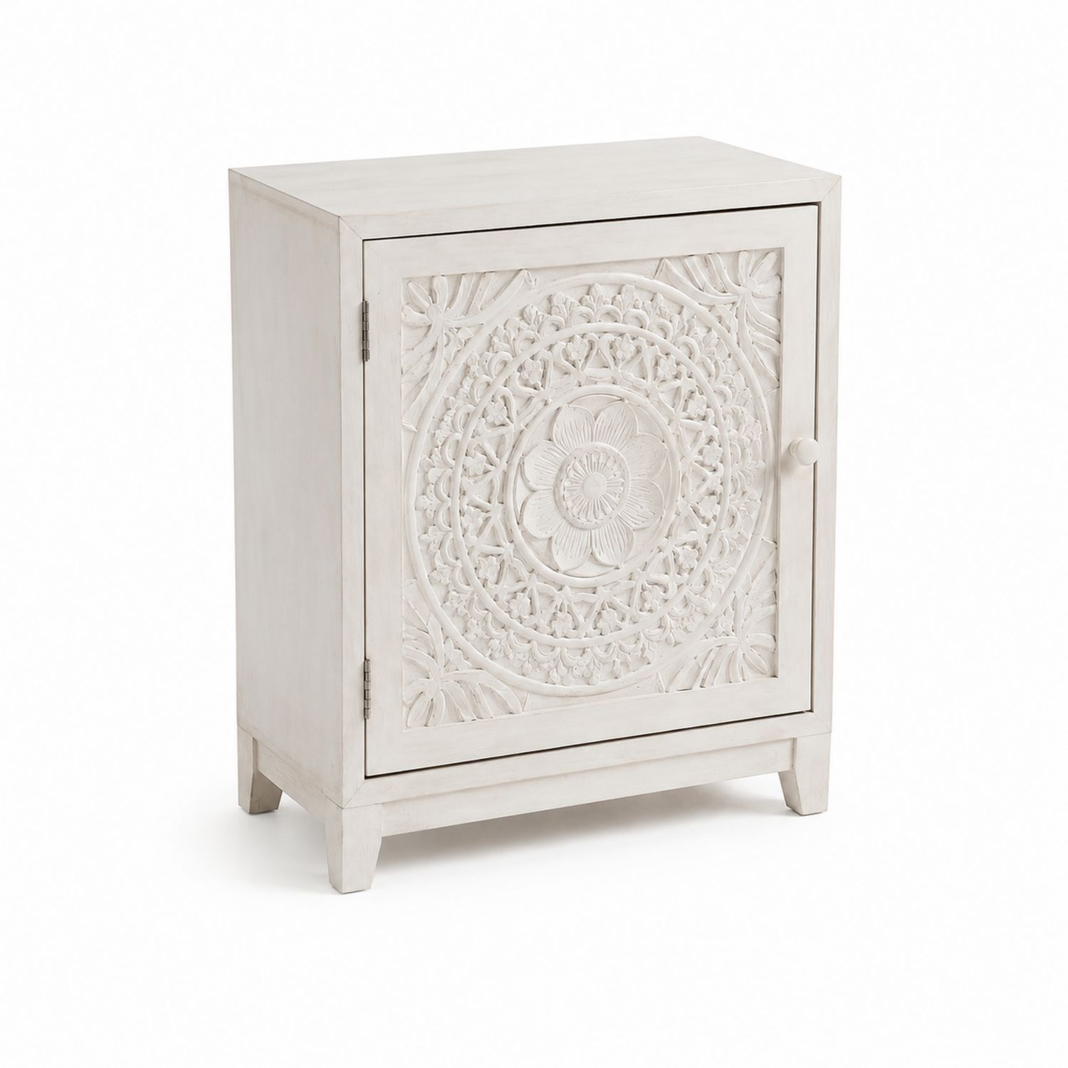 Armario de Madera Tallada con Puerta Única Blanco