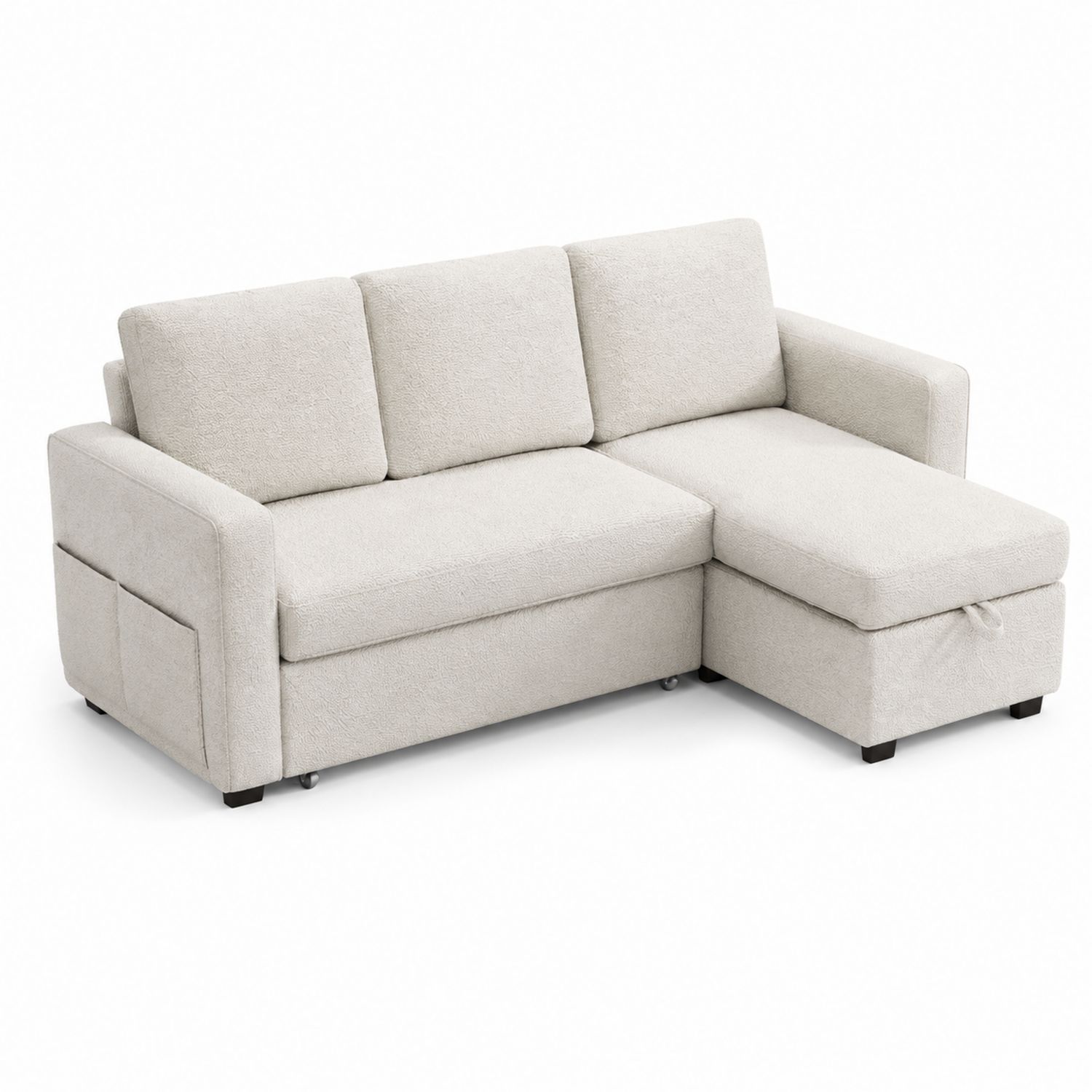Sofá chaise longue esquinero beige 220x150x90 cm tapizado en poliéster