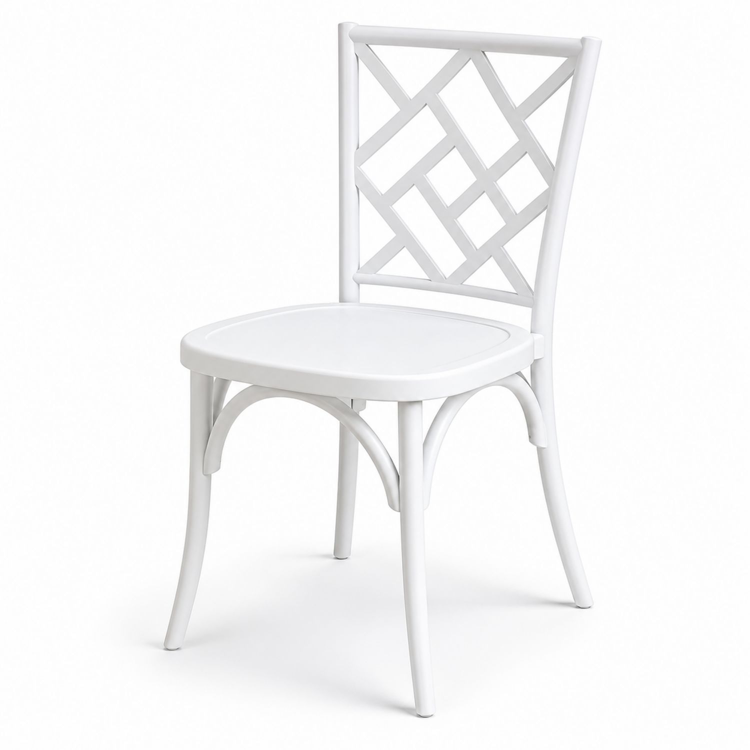 Silla de madera con respaldo geométrico blanco