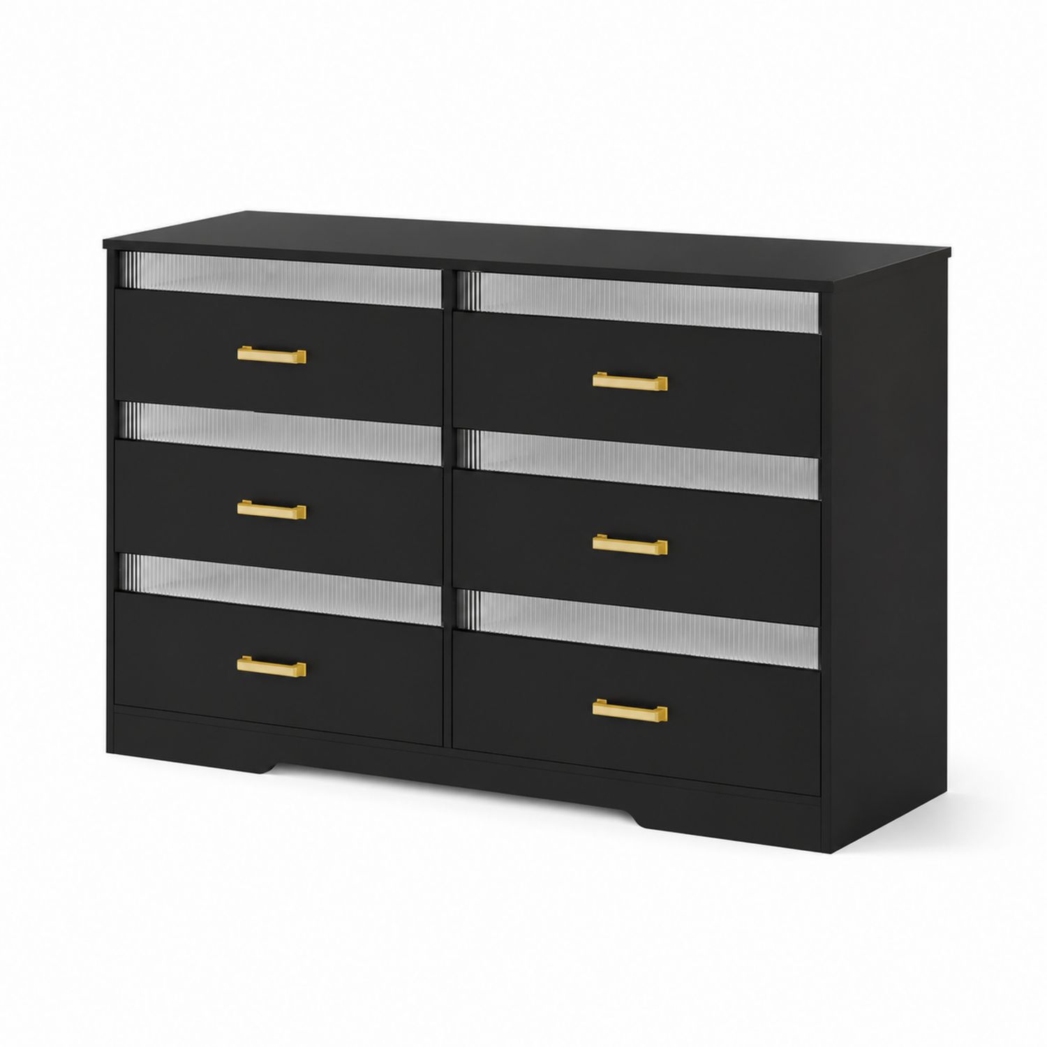Cajonera Negra con 8 Cajones de Madera y Tiradores de Metal Dorado