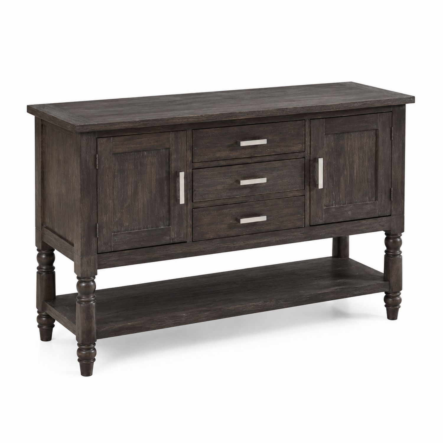 Aparador de madera de acacia con puertas y cajones oscuro