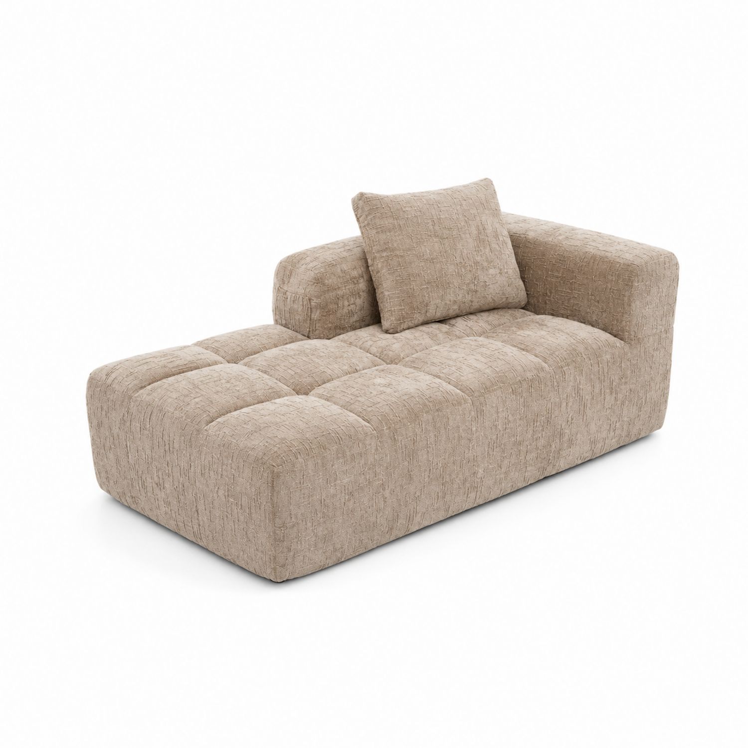 Chaise Longue de Tela Beige con Cojín