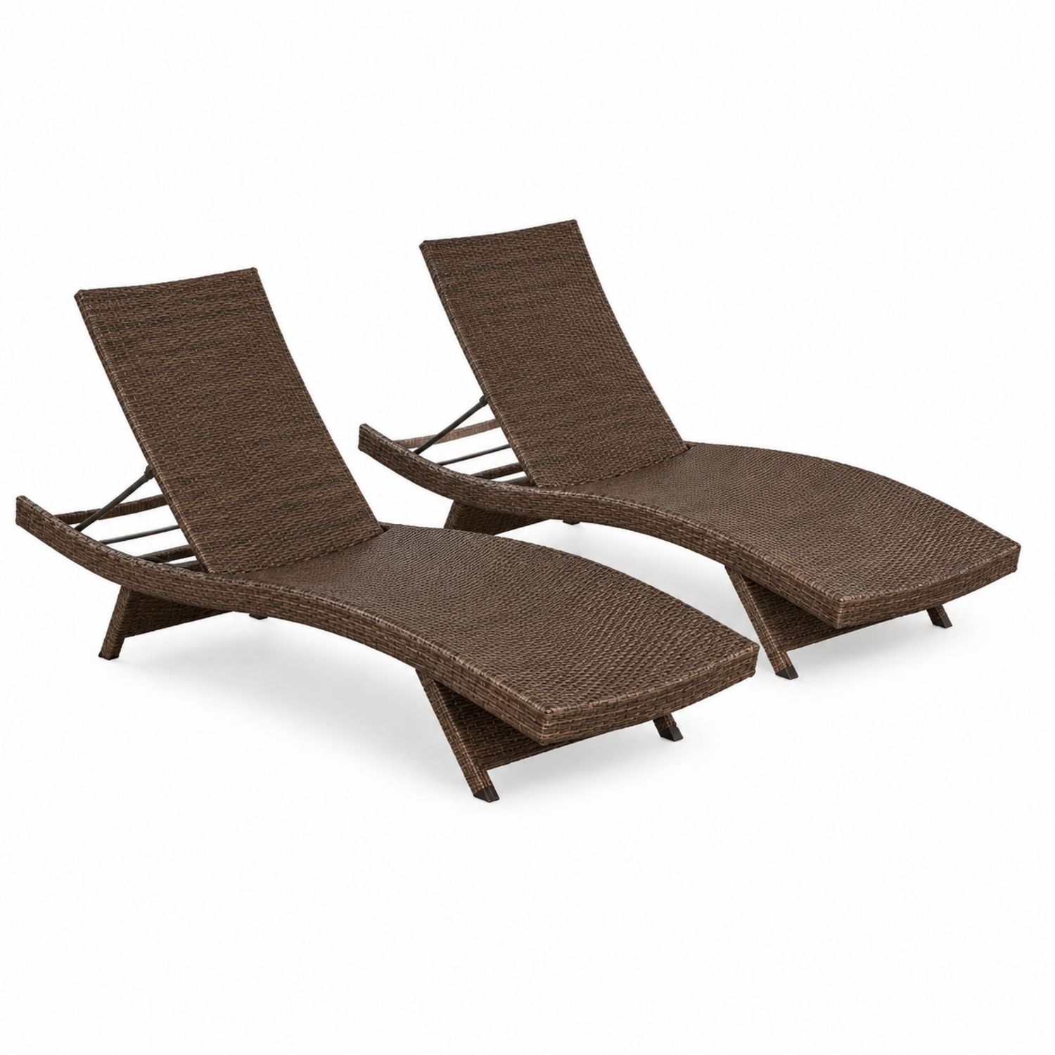 Conjunto de Tumbonas de Ratán Sintético Marrón