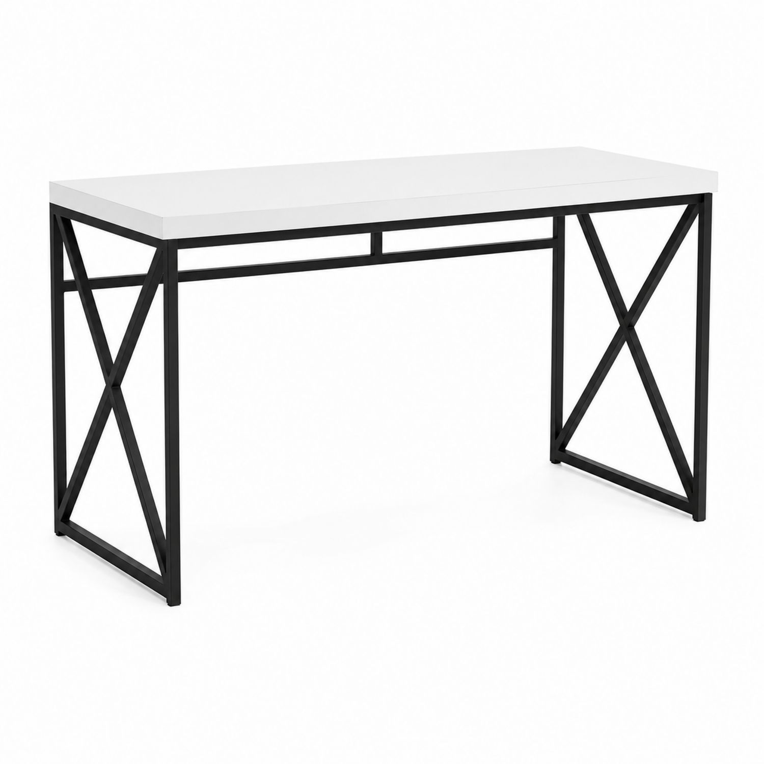 Escritorio Blanco de MDF con Estructura de Metal Negro 120x60 cm