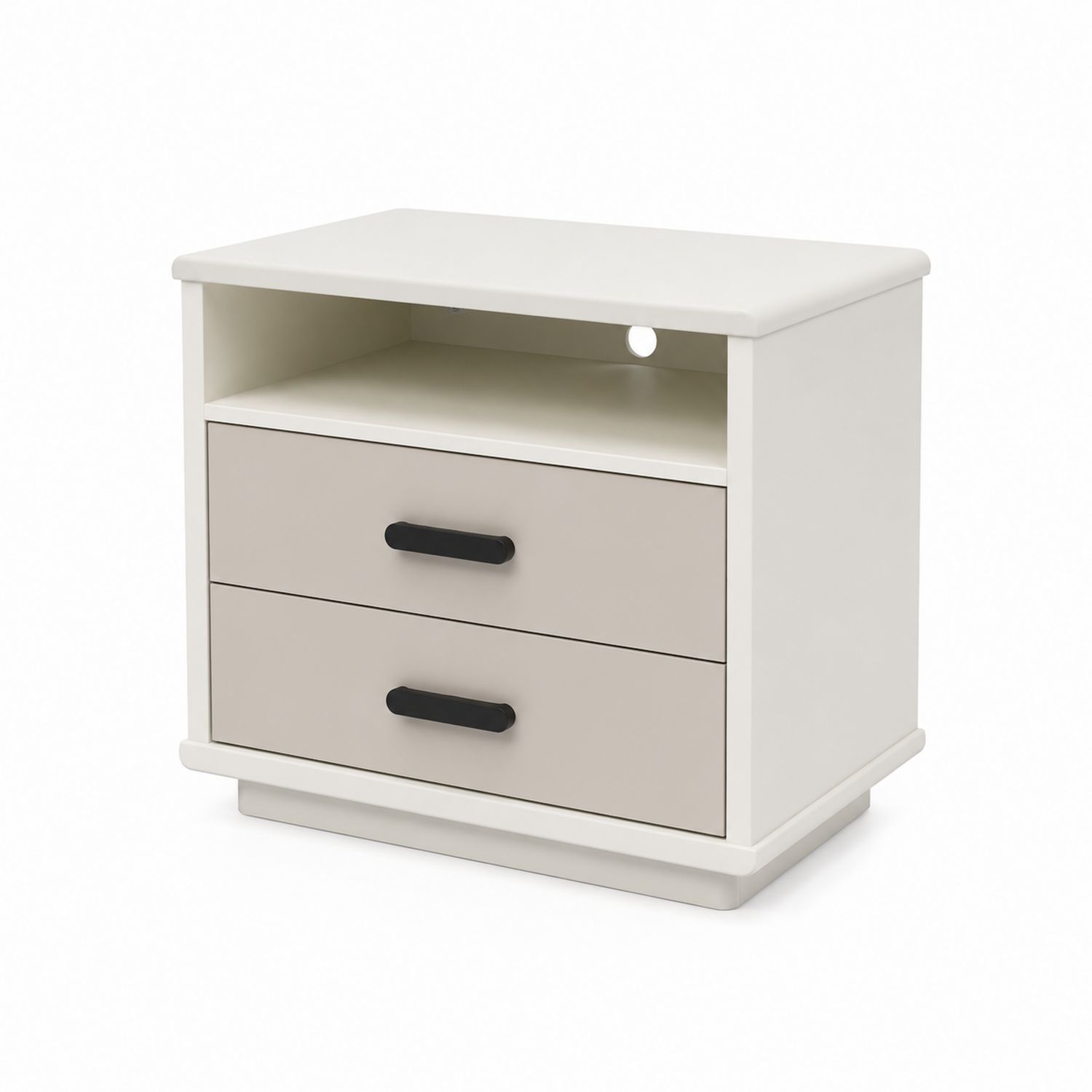 Mesita de noche con almacenaje 2 cajones MDF Beige 45x35x55cm