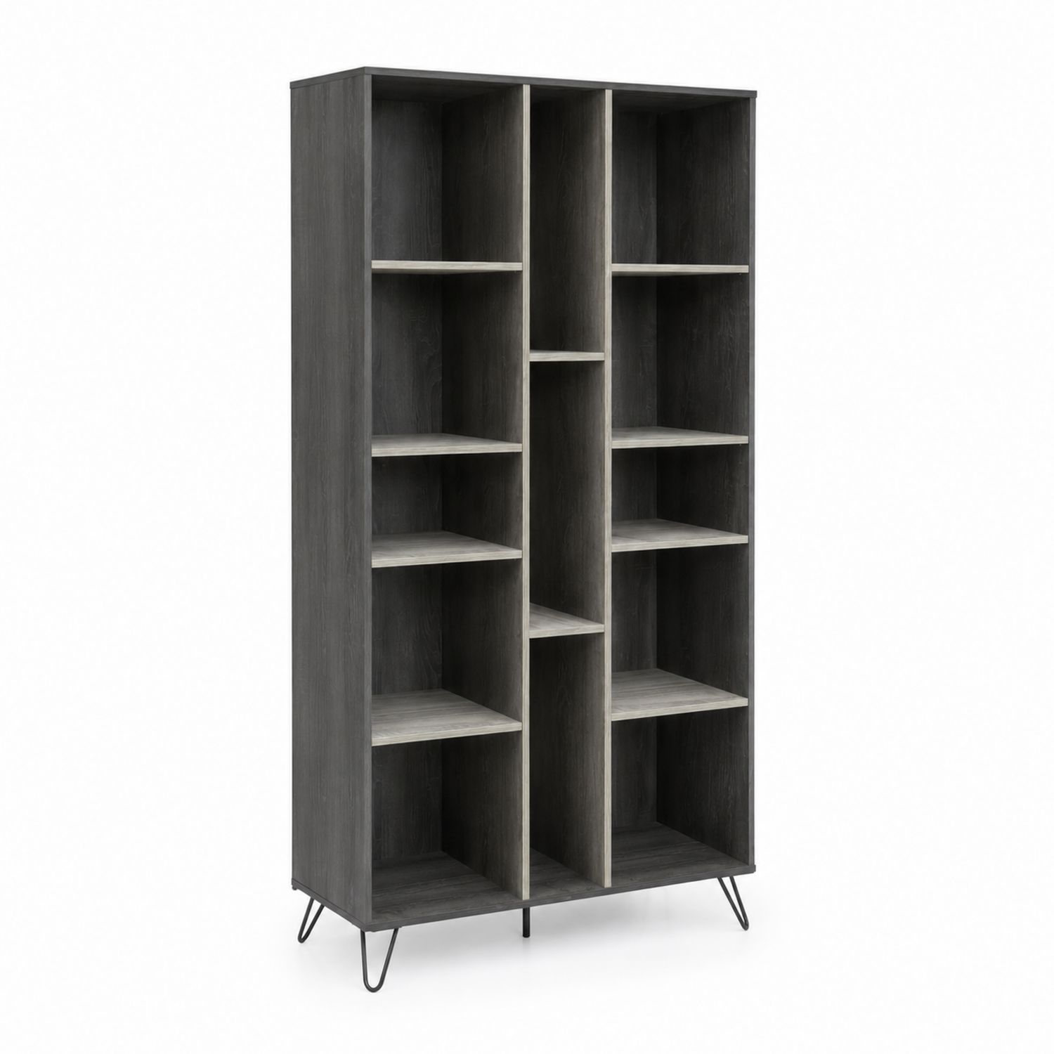 Estantería de MDF con 10 compartimentos Gris Oscuro