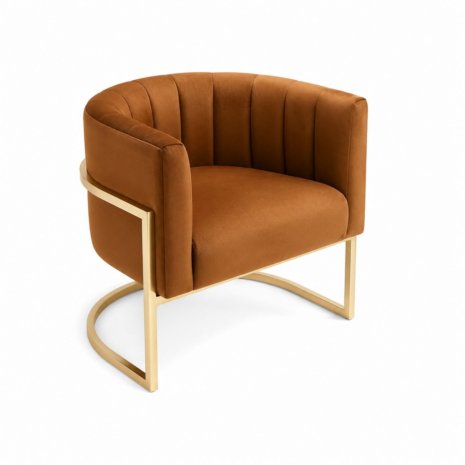 Silla de salón de terciopelo con estructura metálica dorada
