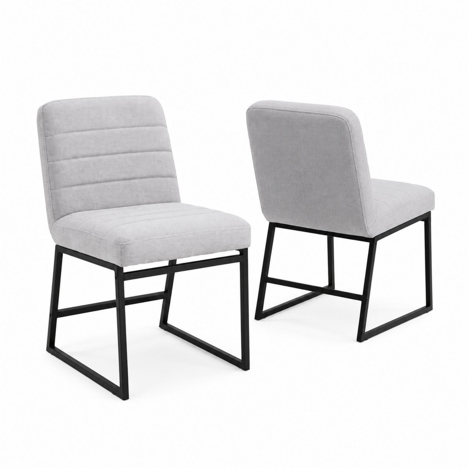 Set de 2 sillas de tela gris con estructura metálica
