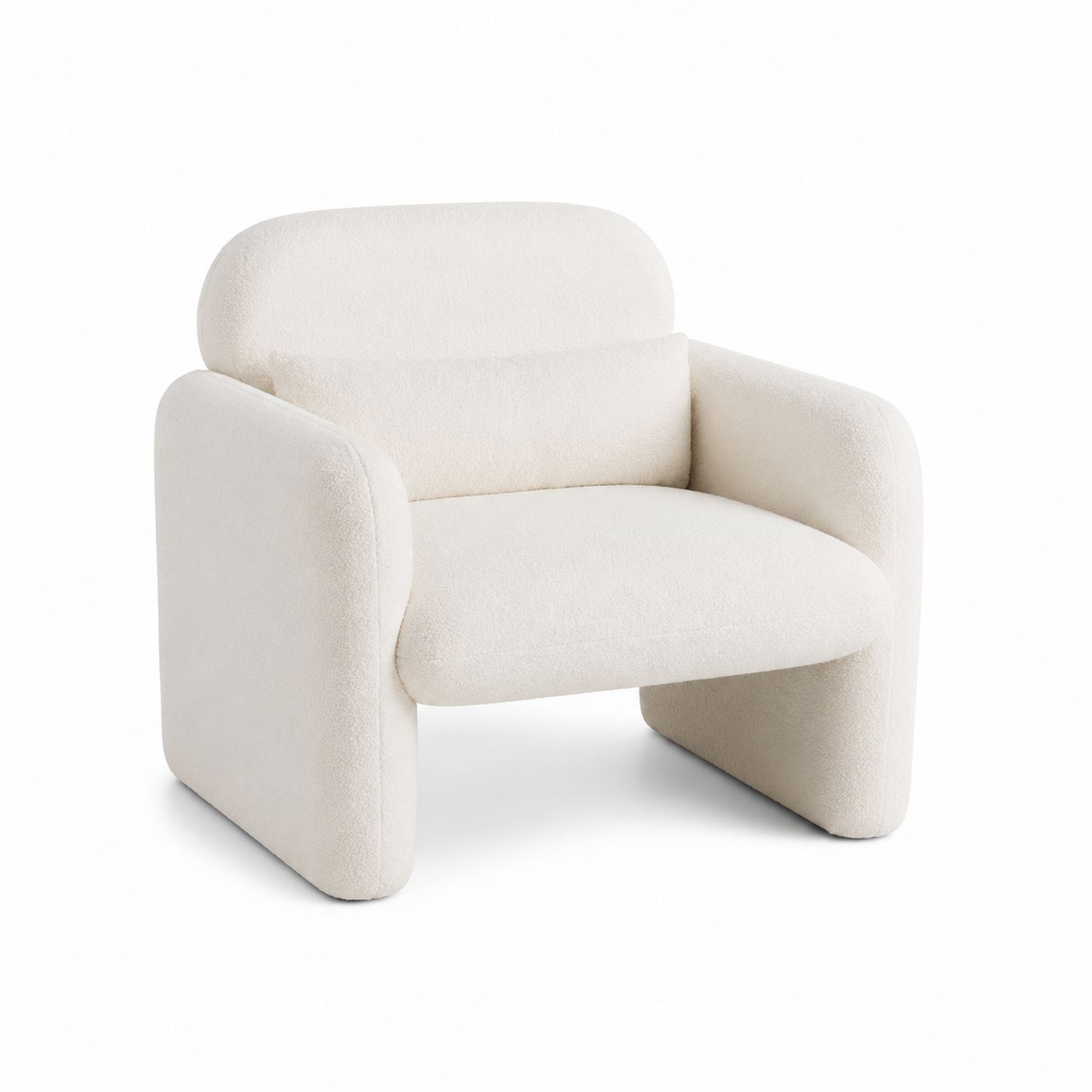 Silla de salón de poliéster blanco, estructura curva, 75x75x85 cm