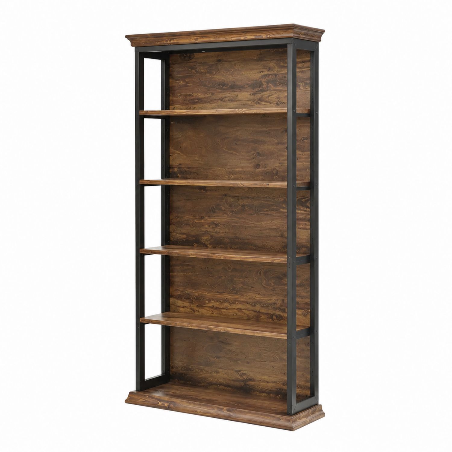 Estantería de Madera de Pino y Acero Marrón 180x90x30 cm