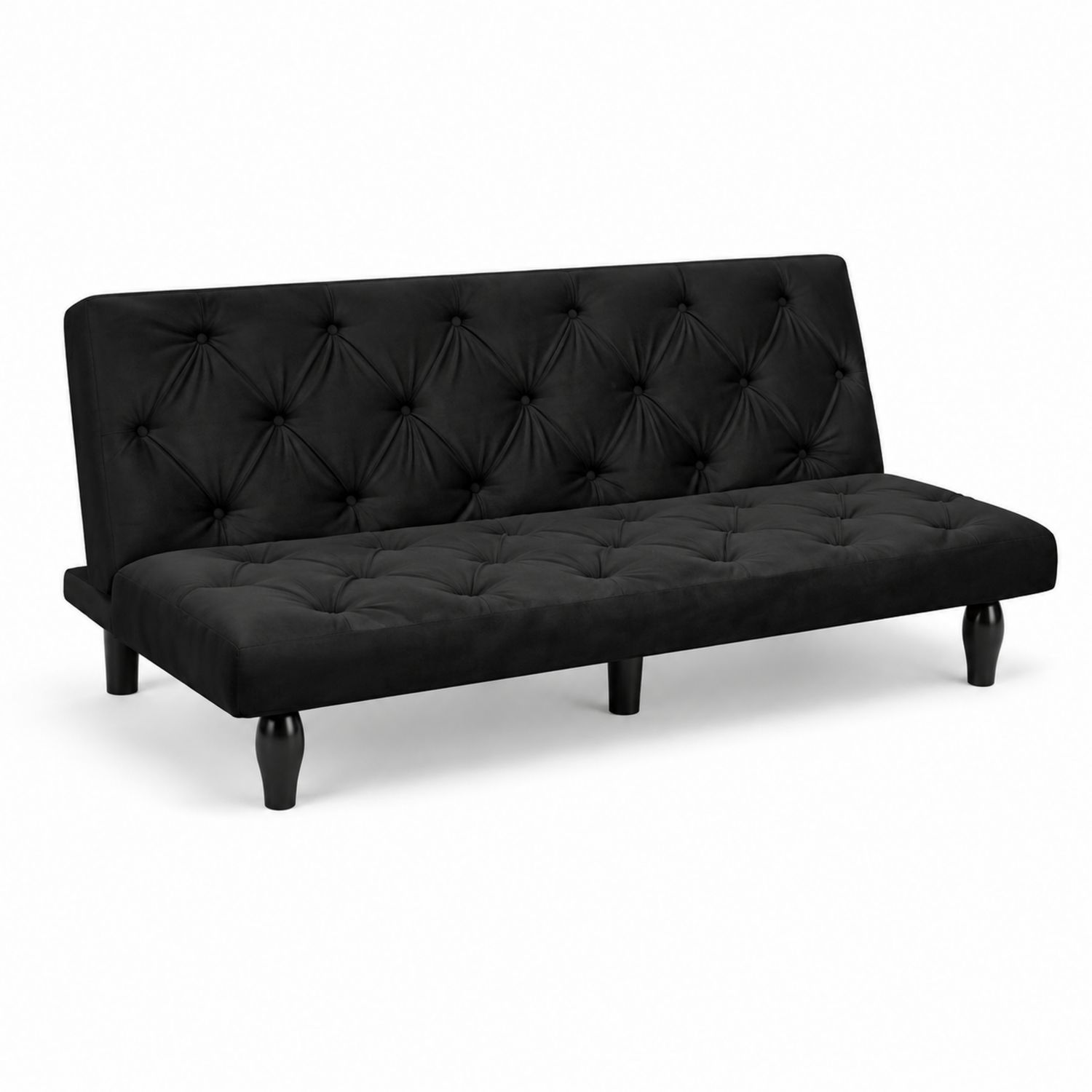 Sofá cama tapizado en microfibra negra 180x85x78 cm