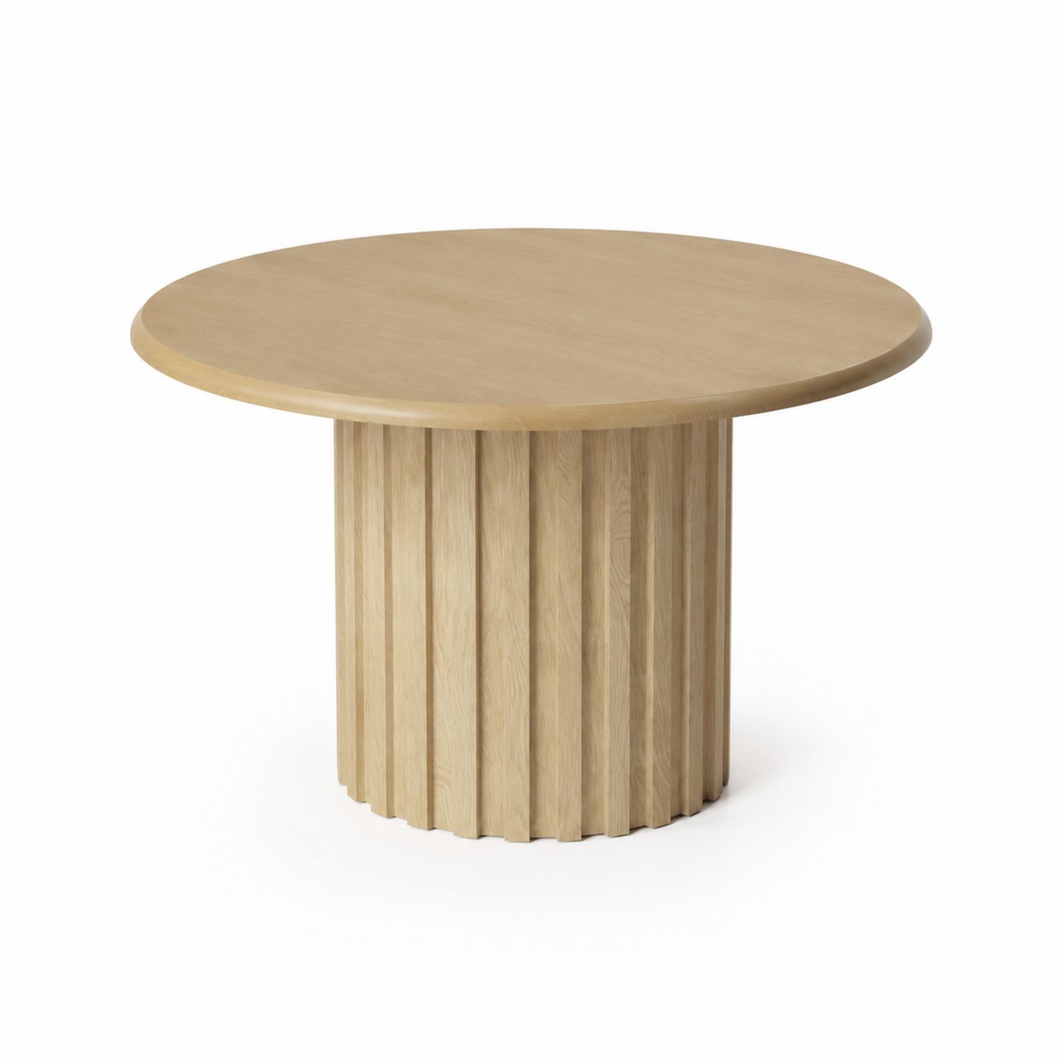 Mesa redonda de madera de roble