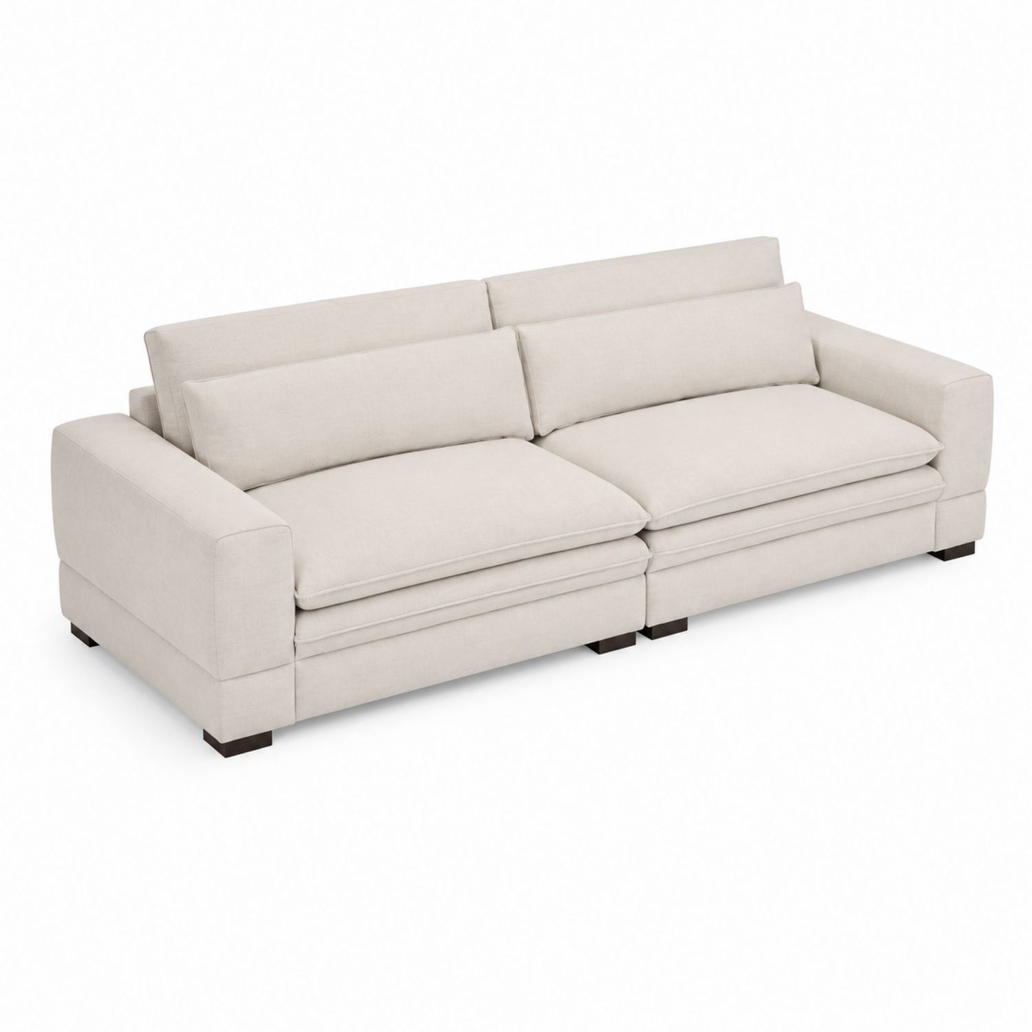 Sofá de Tres Plazas de Algodón Beige 220x90x80 cm