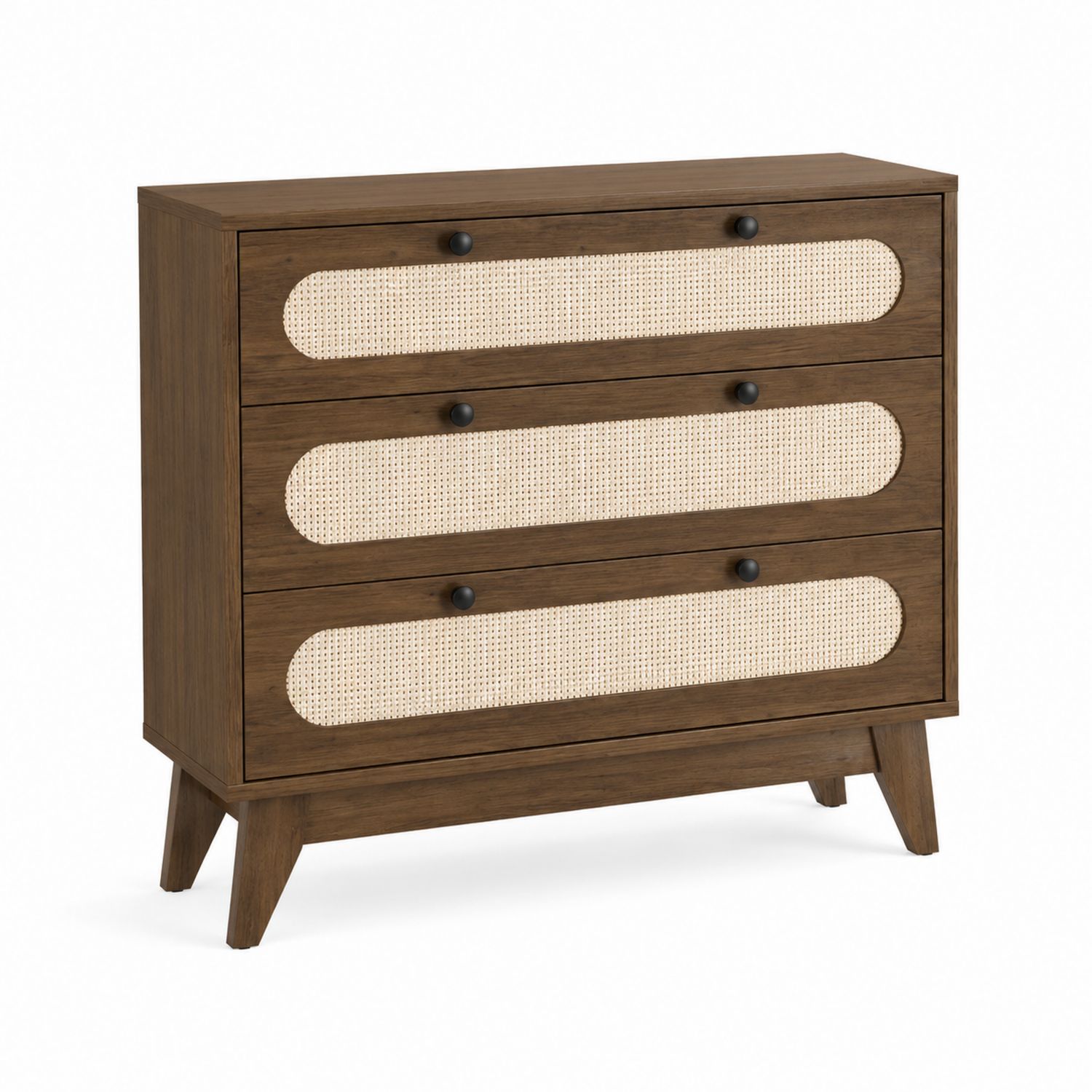 Cajonera de Madera y Ratán con 3 Cajones Marrón