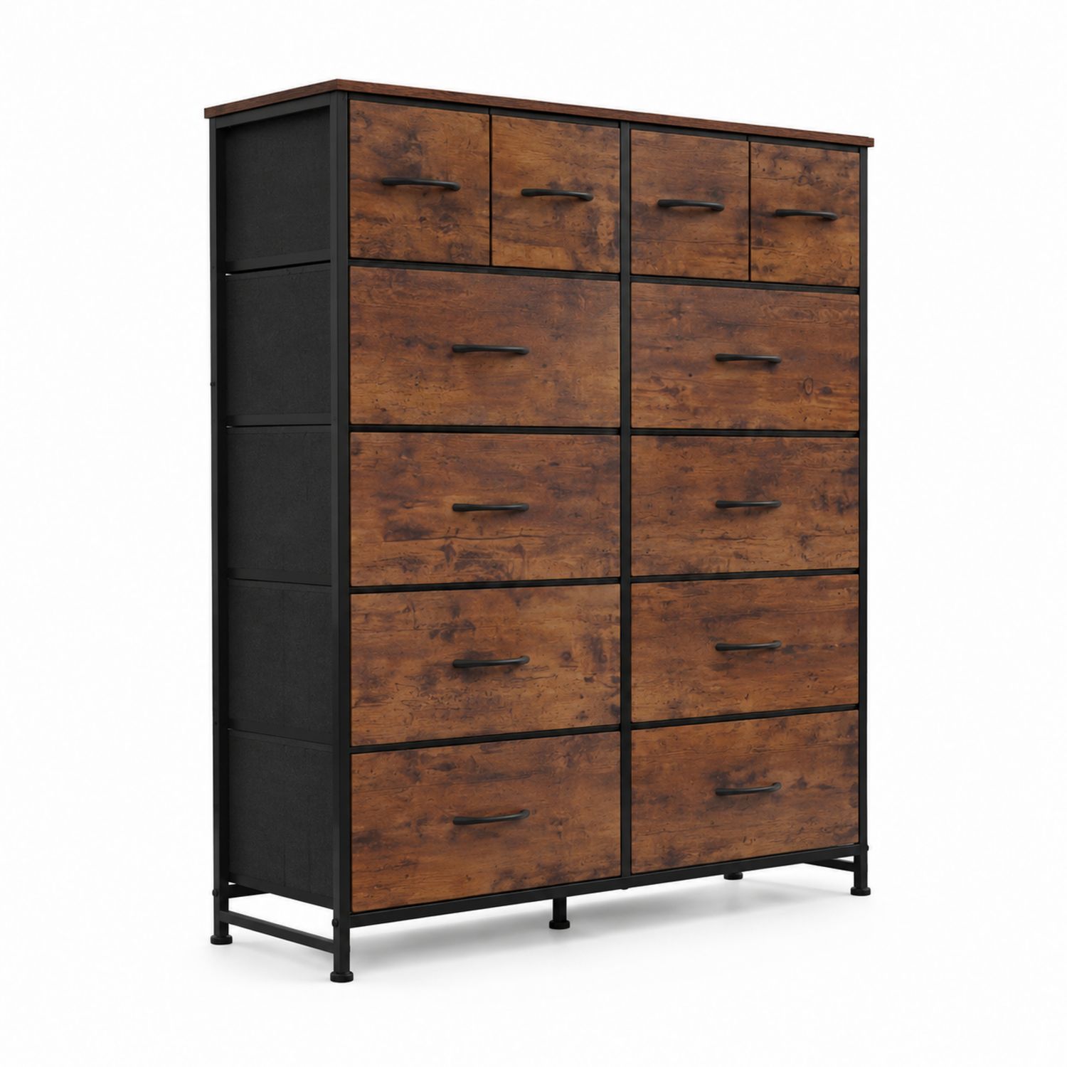 Cajonera de 10 cajones de Madera y Acero Negro 120 cm