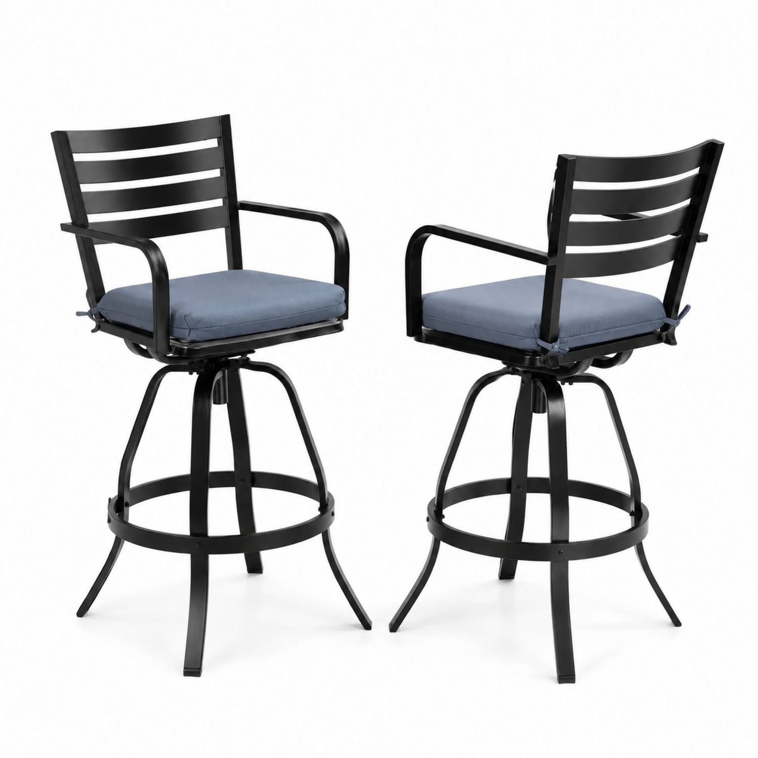 Sillas de Metal Giratorias con Cojines de Algodón Azul Paquete de 2