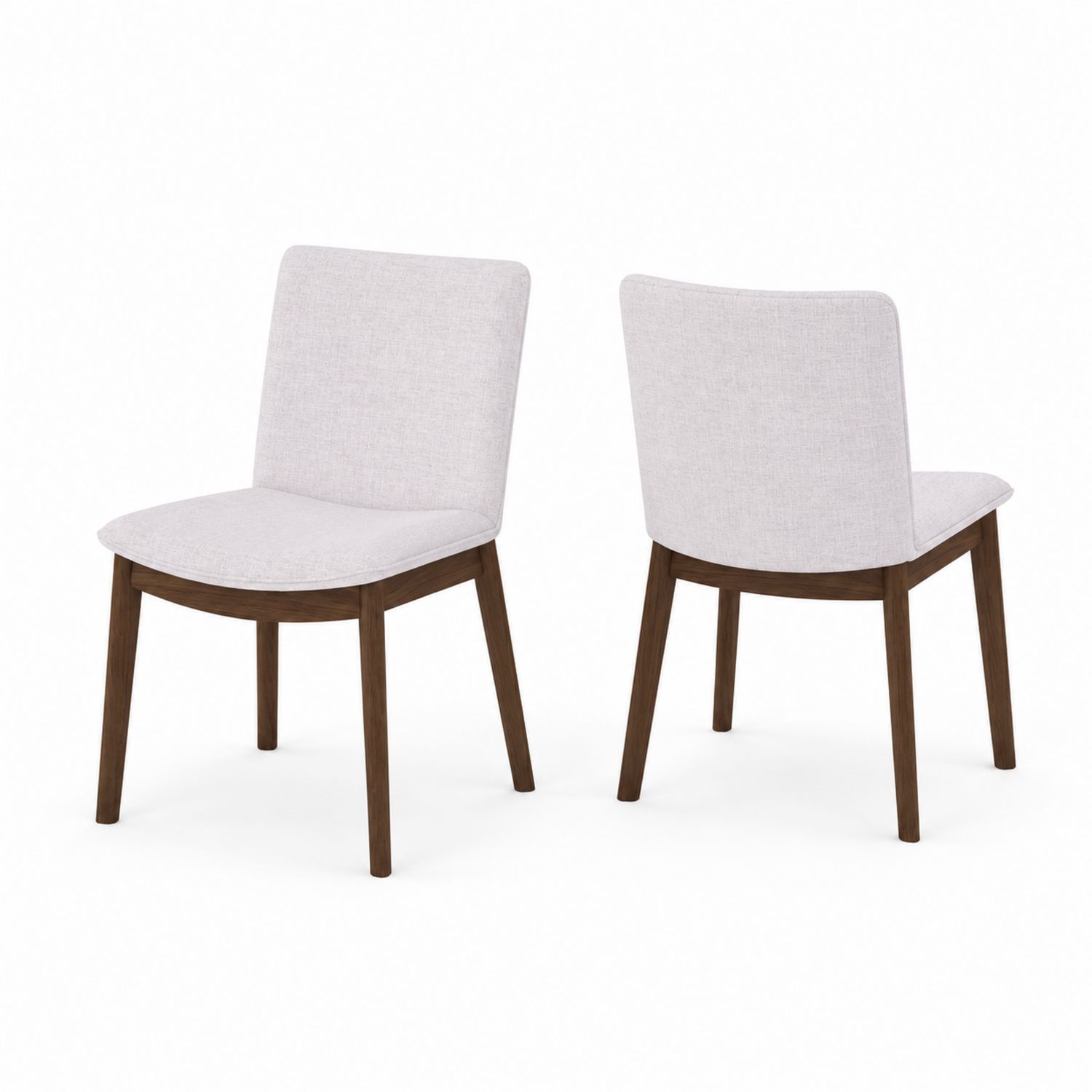 Conjunto de 2 sillas de comedor con estructura de madera y tapizado en tela gris claro