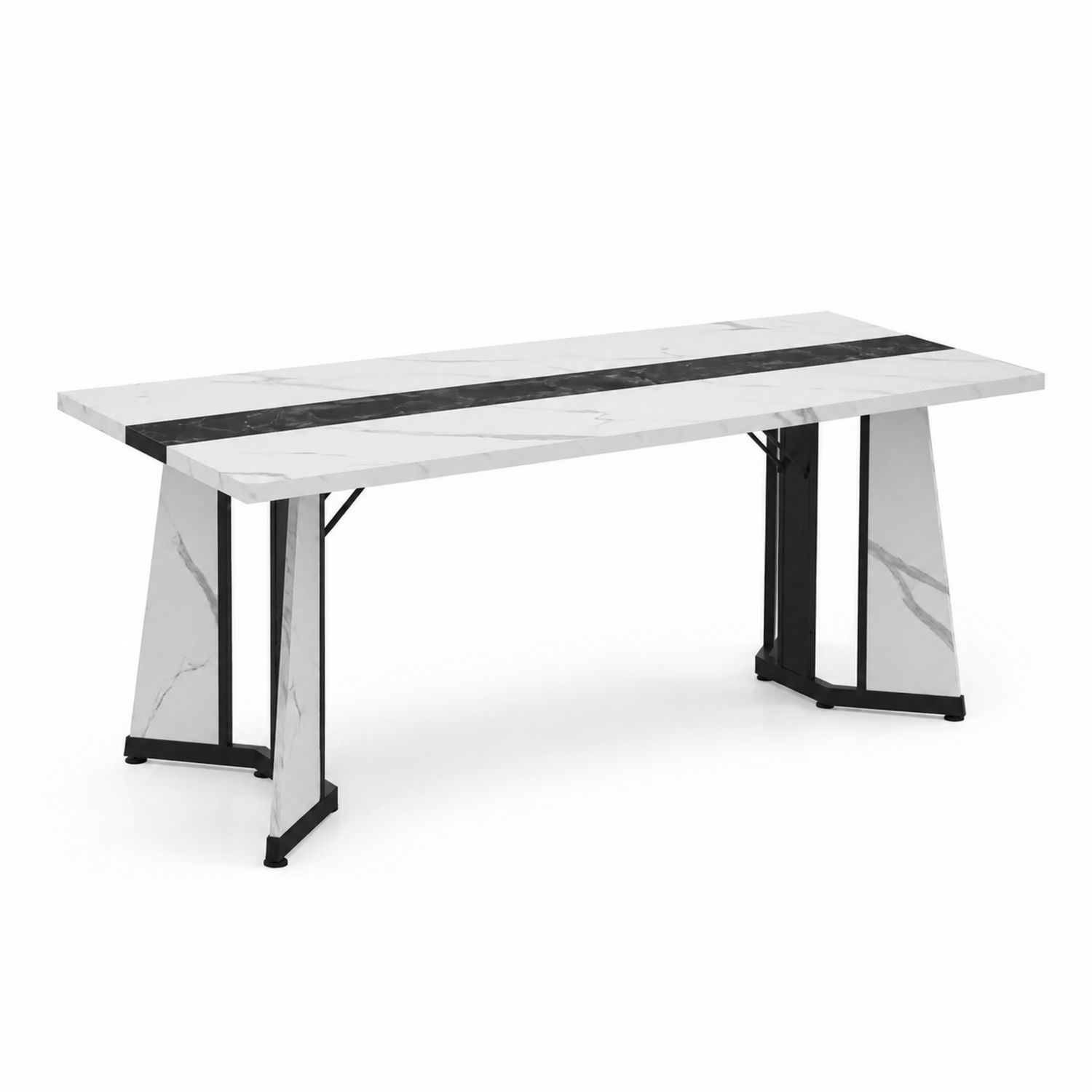 Mesa de comedor de mármol y acero 180x90x75 cm
