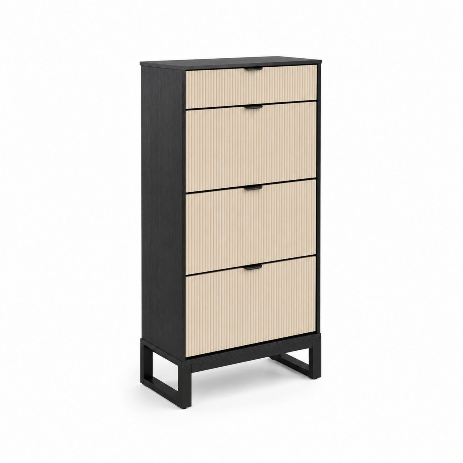 Cómoda de MDF Beige con Estructura Negra, 120 cm de Altura