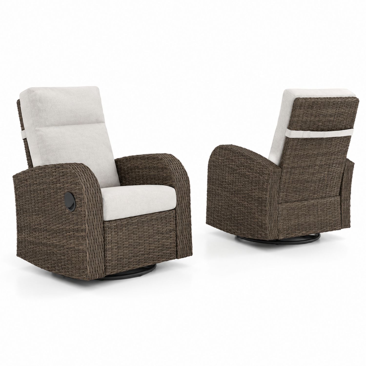 Silla reclinable de ratán para exterior con cojines de poliéster