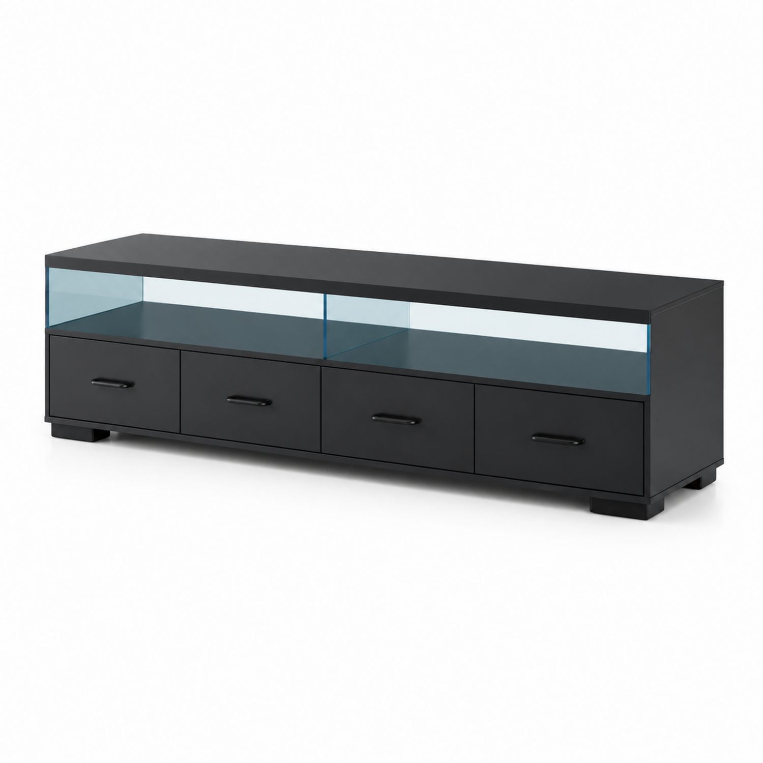 Soporte para TV de Madera y Vidrio Negro 180x40x50 cm