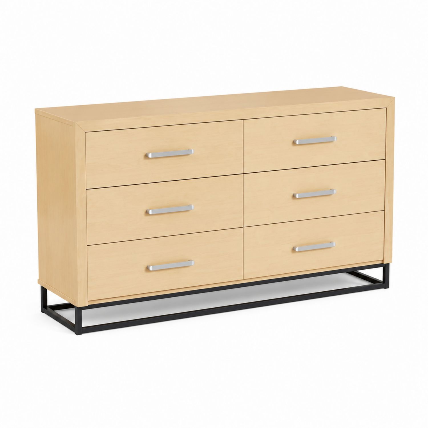 Cajonera de Madera Contrachapada con 6 Cajones y Base de Metal Negro 150x45x80 cm