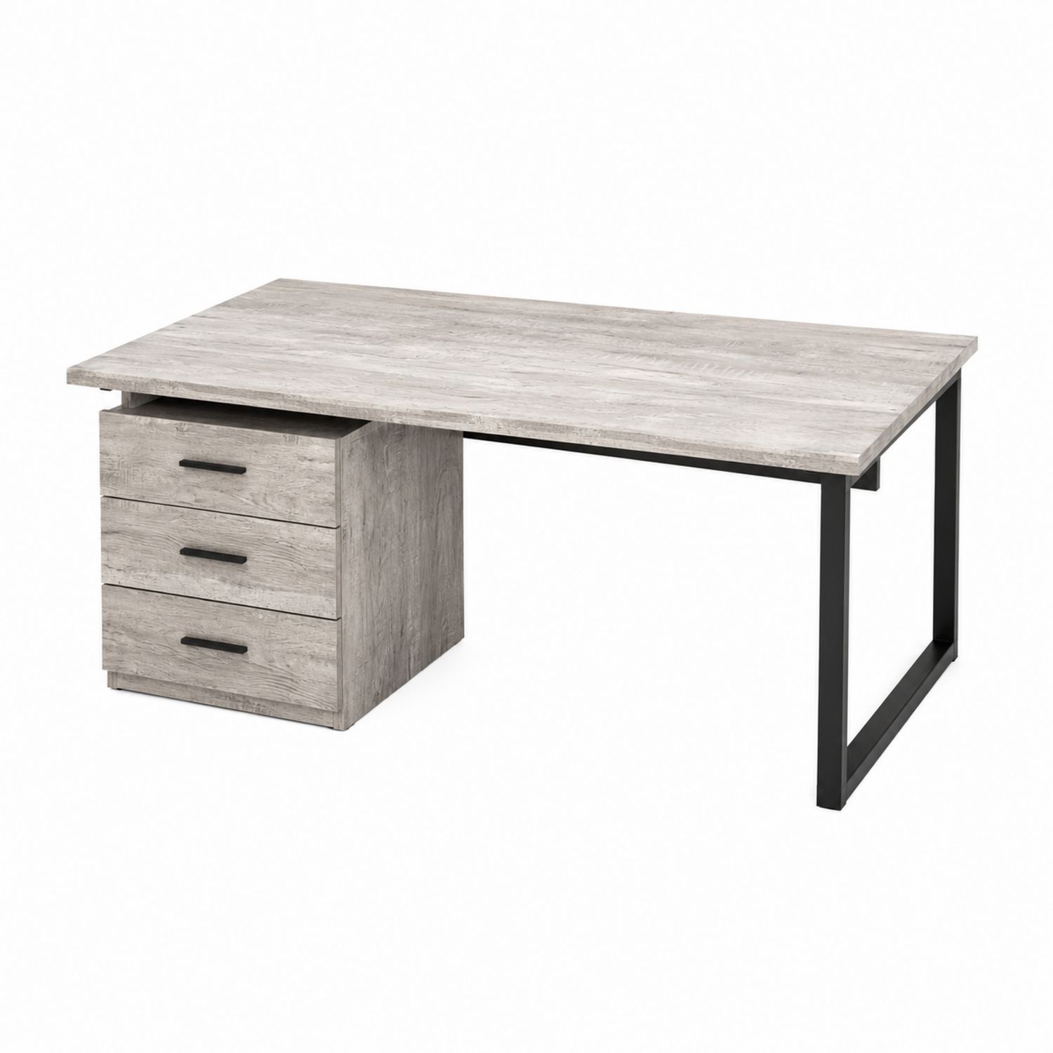 Escritorio de Madera con Cajones y Estructura de Metal 150x75x70 cm Gris