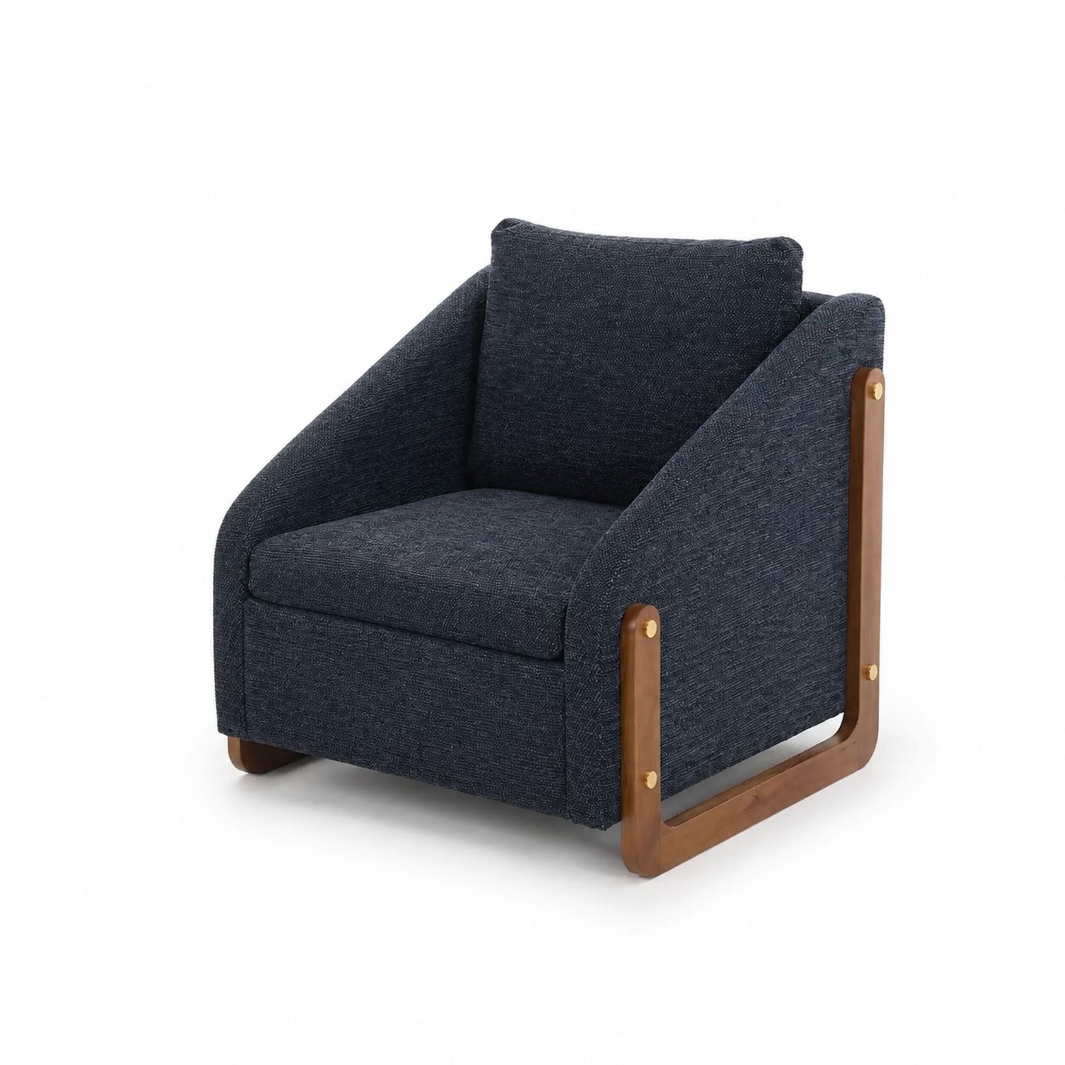 Silla de Tela Azul con Estructura de Madera