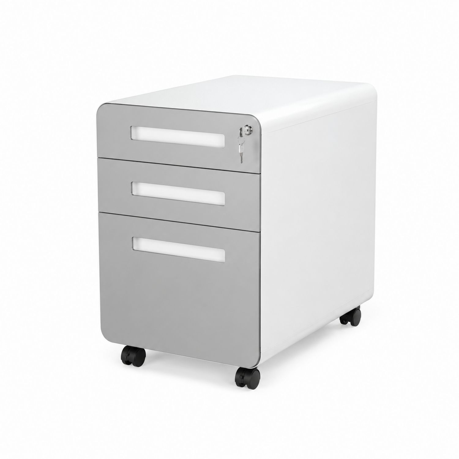 Archivador de Metal con 3 Cajones y Ruedas Blanco/Plata