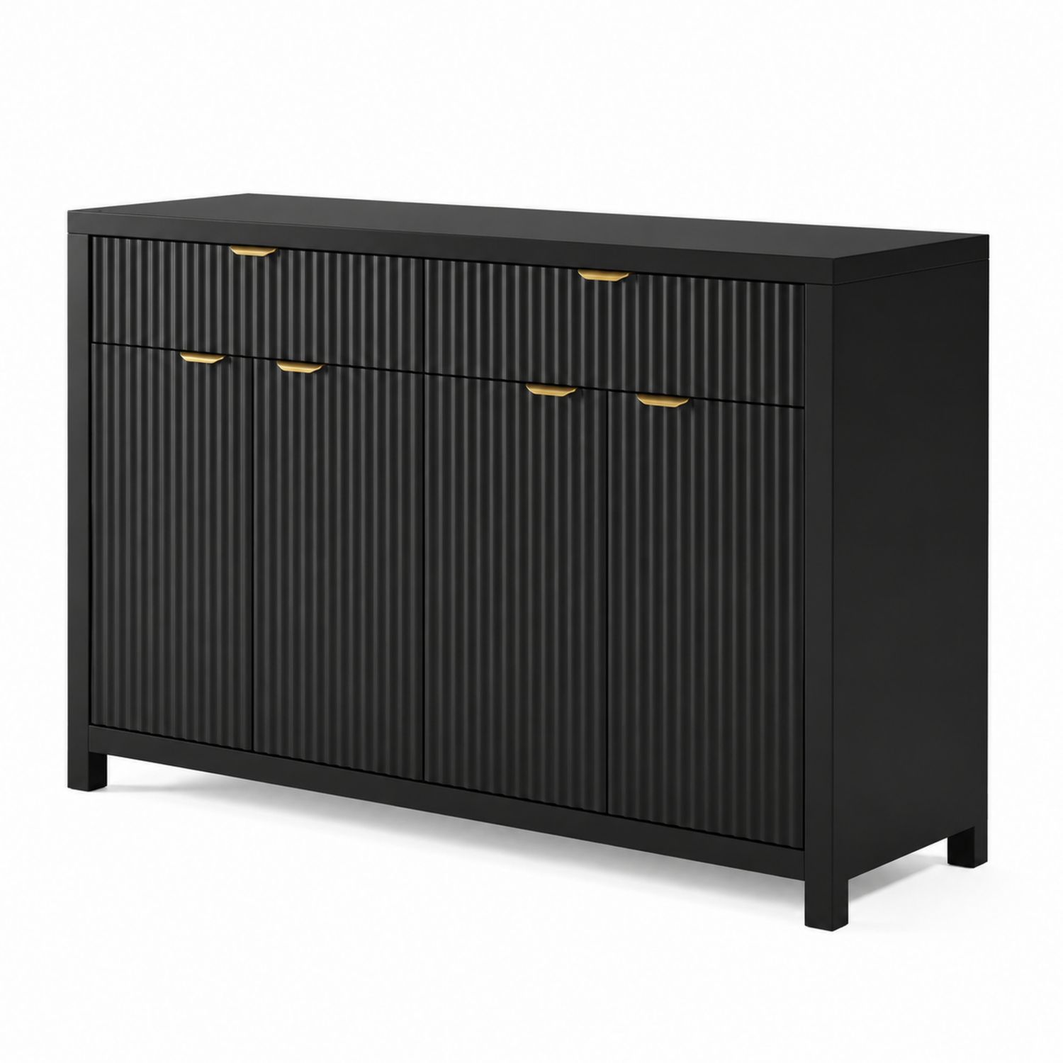 Aparador de Madera Negro con Tiradores de Metal 120x40x90 cm