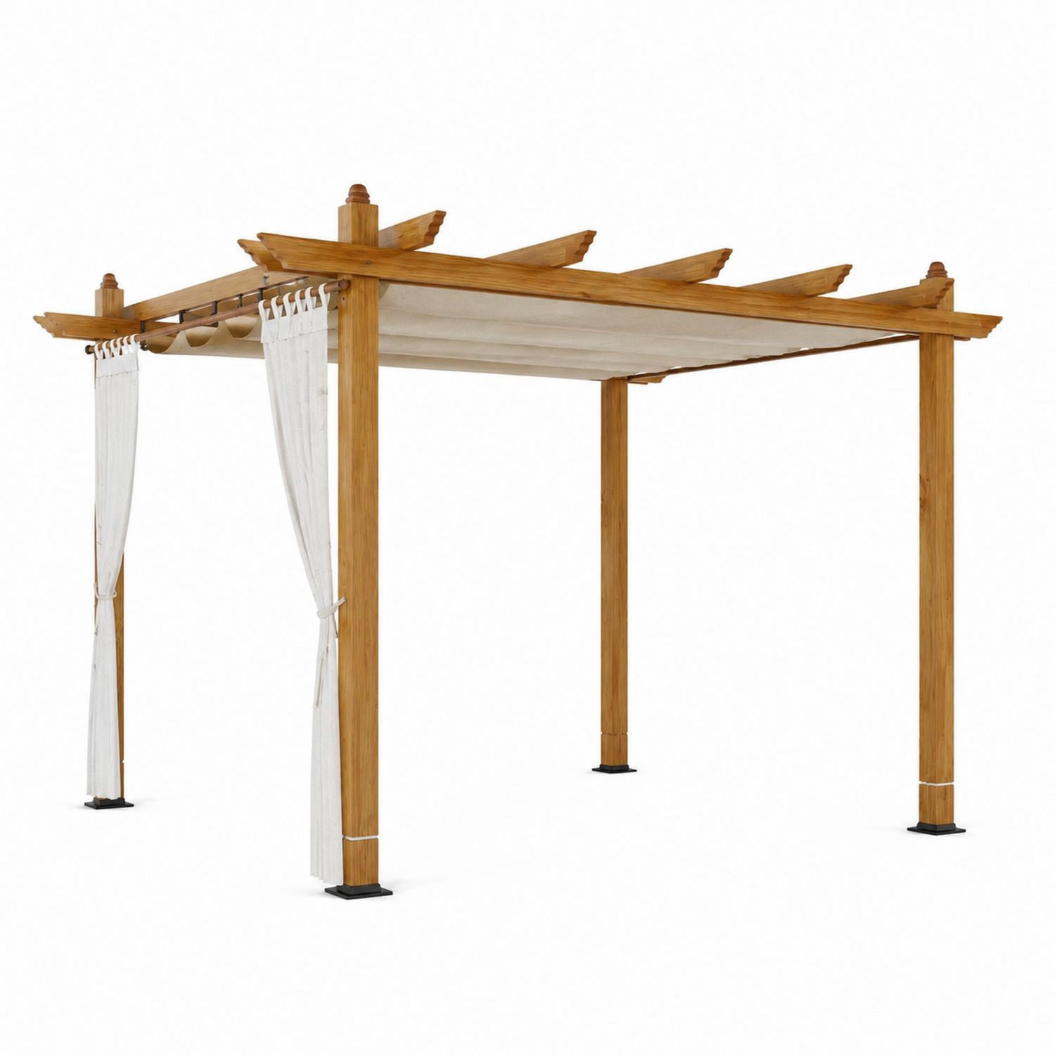 Pérgola de madera con techo de poliéster de 300x300x250 cm